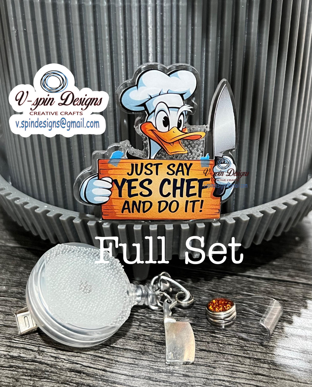 Funny Chef Duck Badge Reel: "Just Say Yes Chef" Acrylic ID Holder
