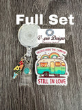 "Helped Park The Camper" Funny Camping Badge Reel | RV Humor ID Holder