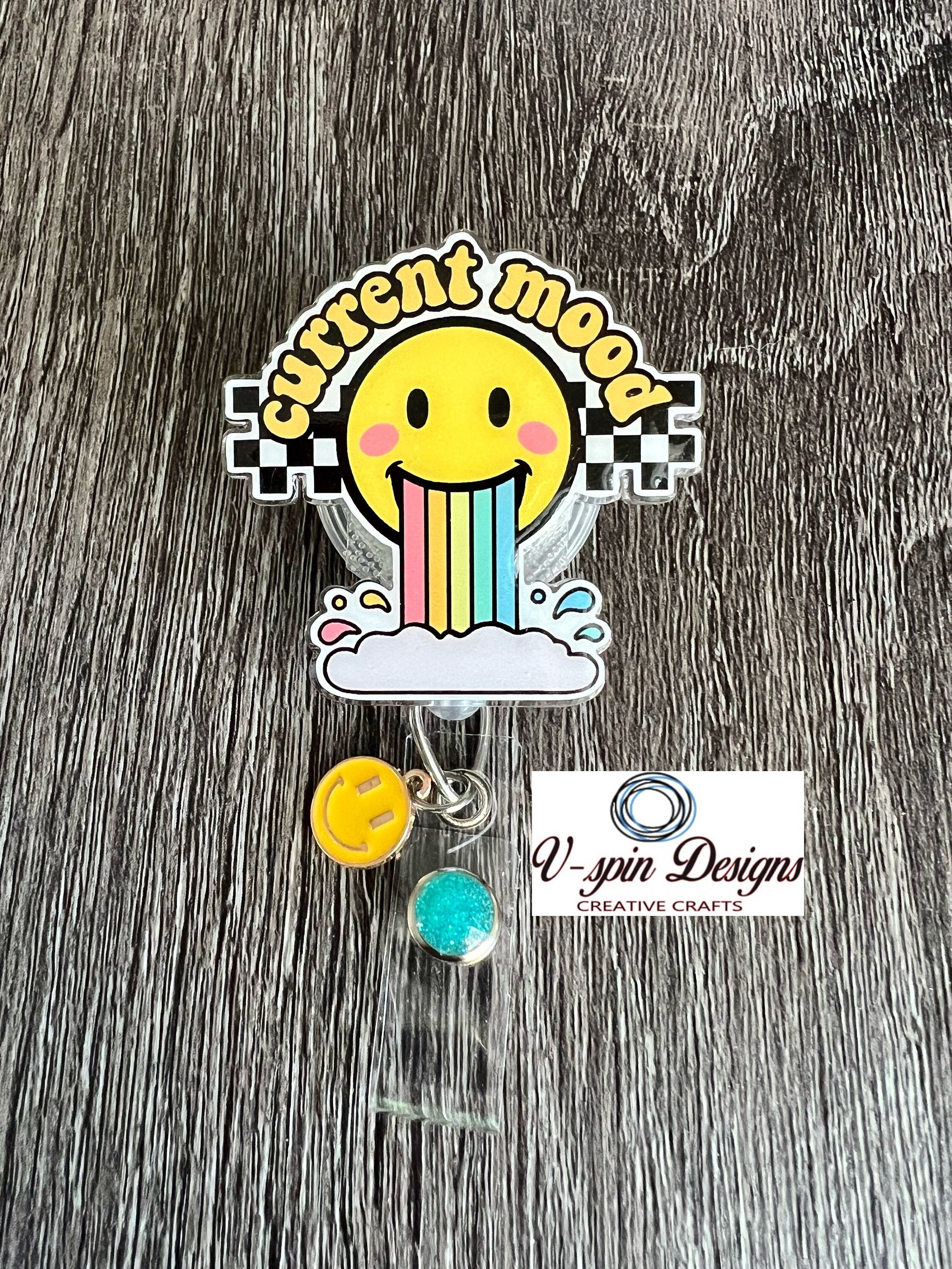 "Current Mood" Rainbow Badge Reel | Funny Inspirational Retractable ID Holder