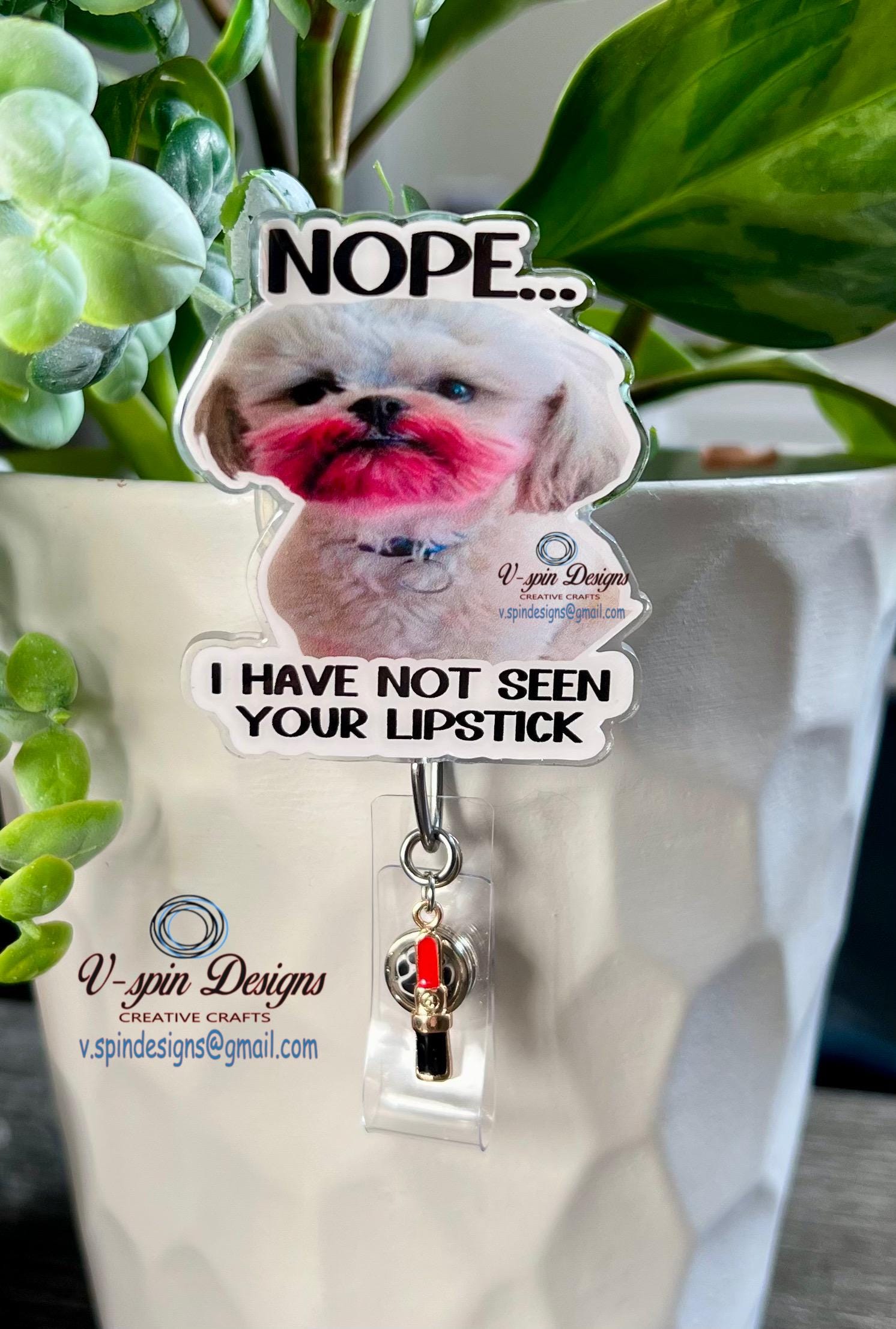 Funny Shih Tzu "NOPE" Badge Reel | Retractable Acrylic ID Holder