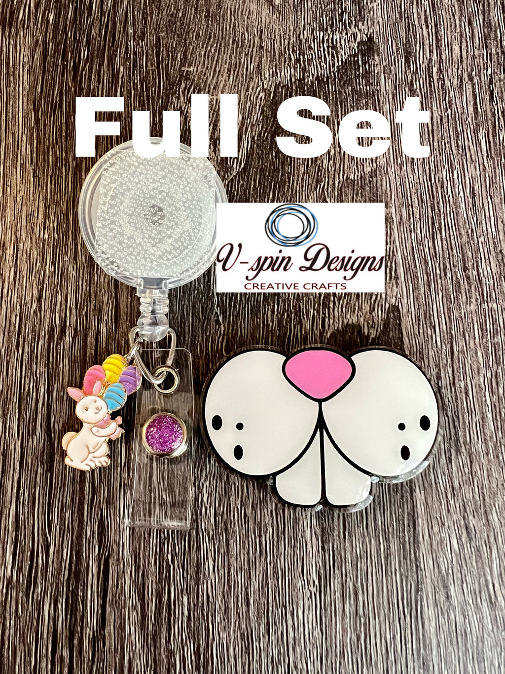 Bunny Nose Badge Reel | Easter Retractable Acrylic ID Holder