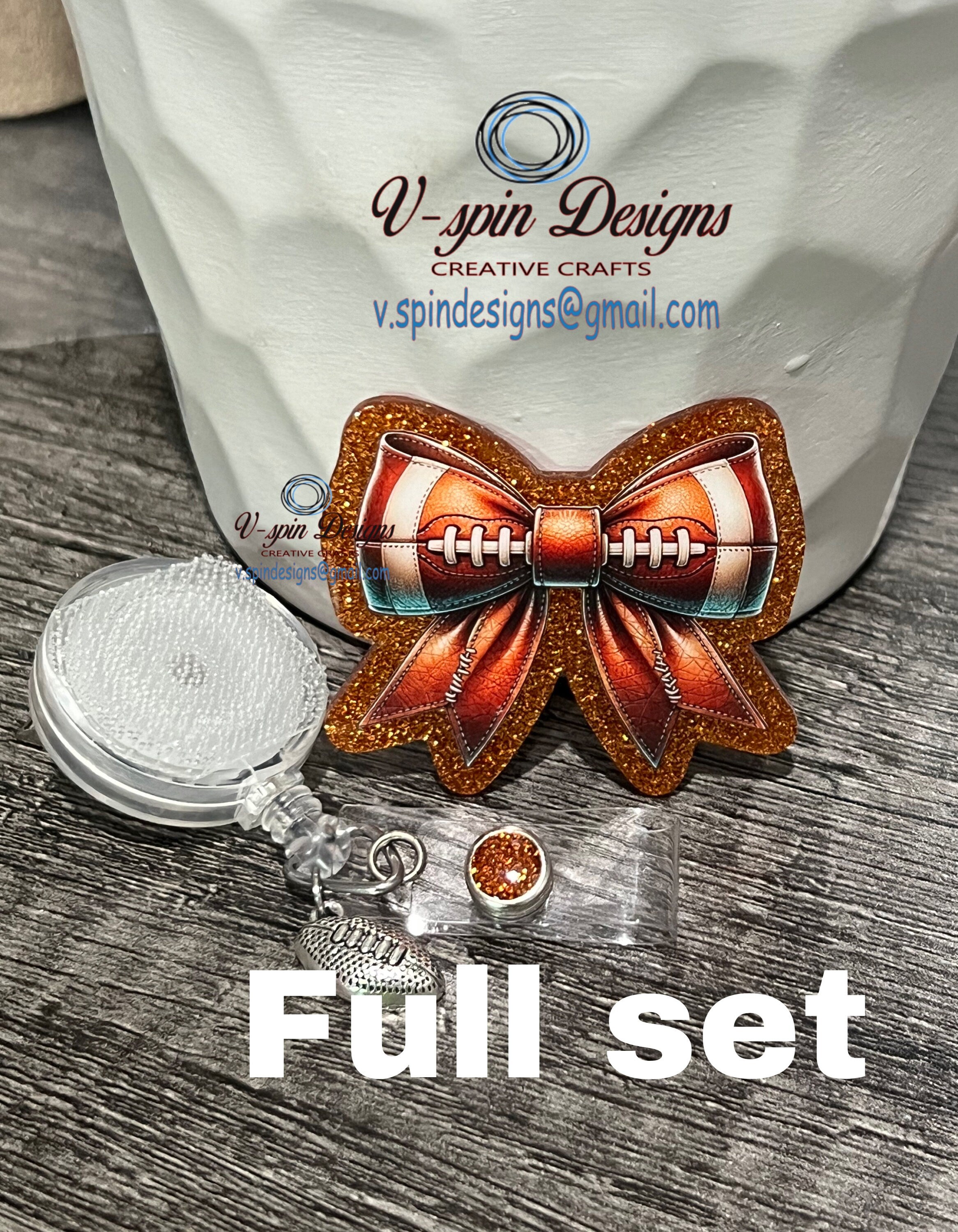 Football Bow badge reel