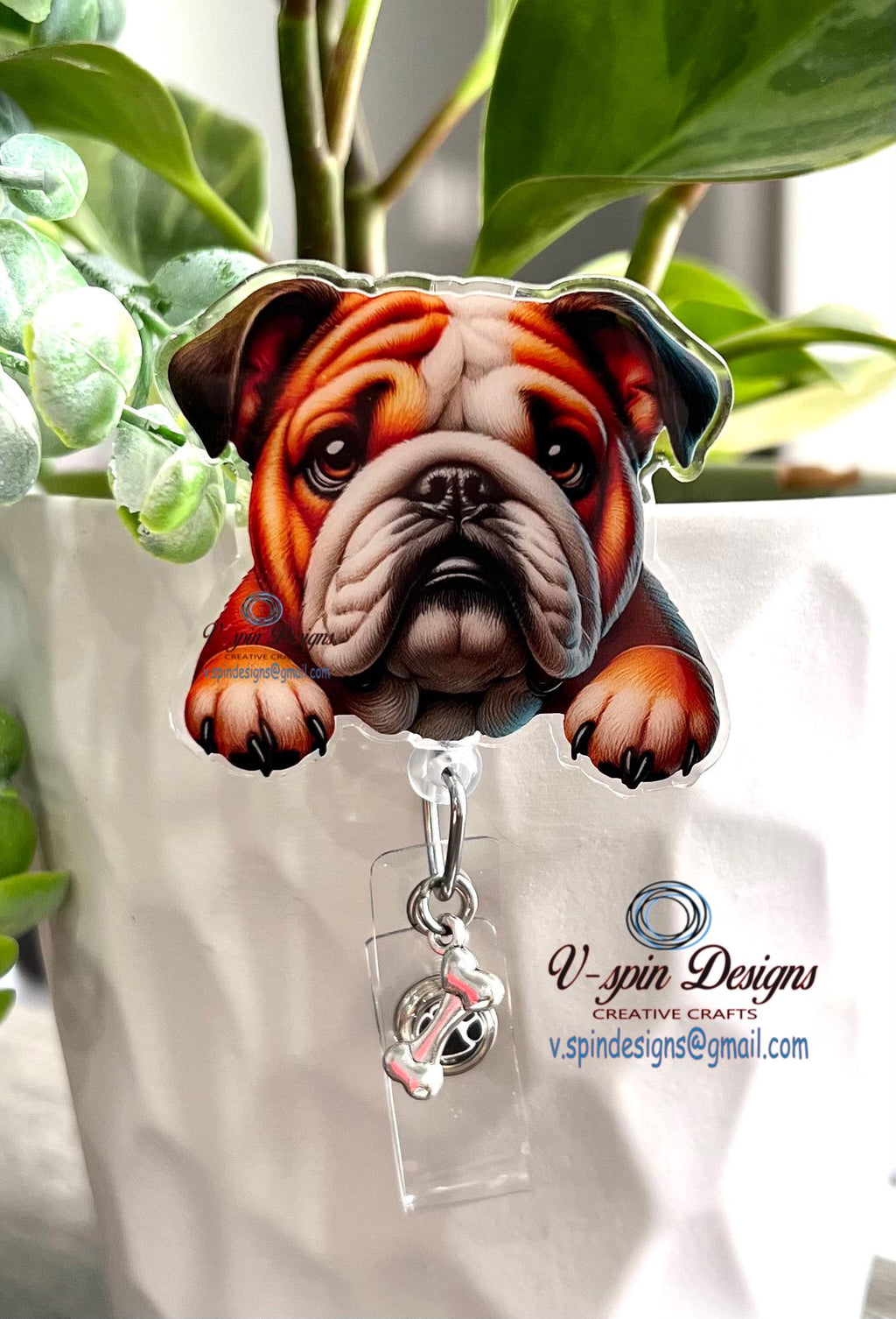 Bulldog badge reel/ID Holder/card holder/dogs/nurse badge reels