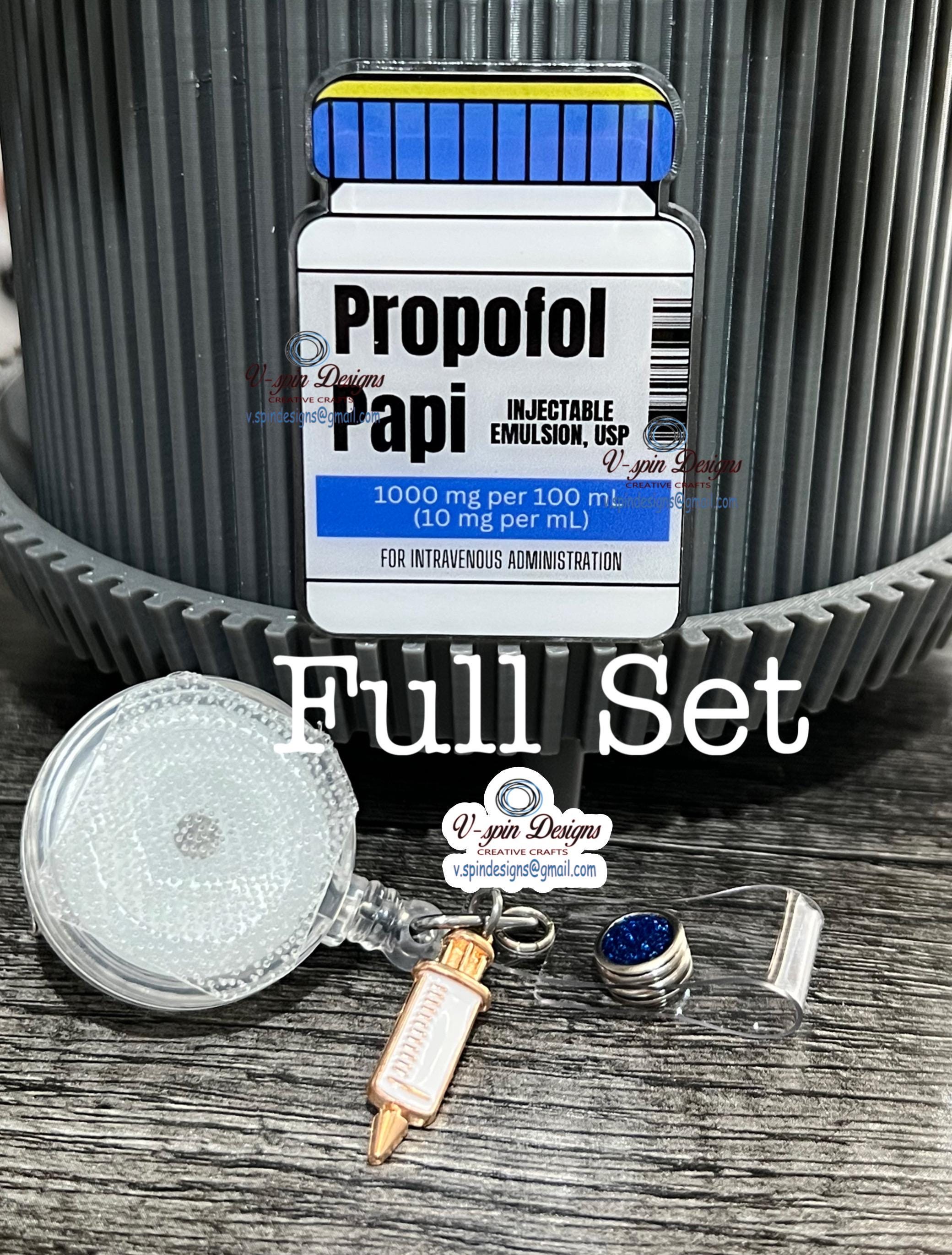 Propofol Papi/Princess Vial Badge reel/ID Holder card holder/nurse/funny badge reels