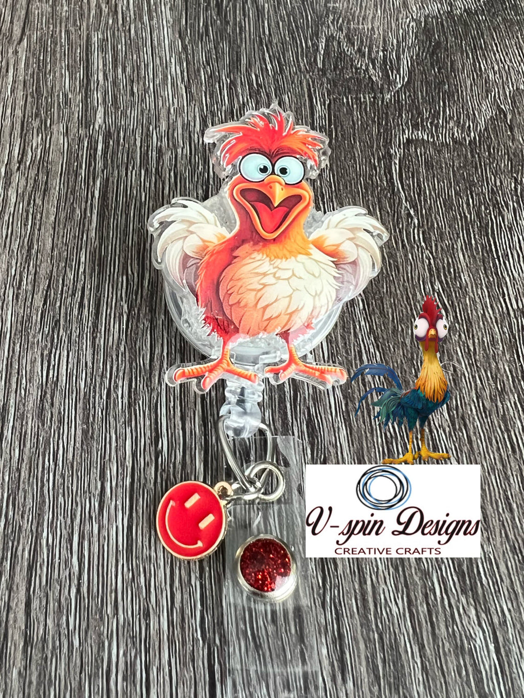 Funny Rooster Badge reel/ID Holder card holder/nurse/teachers/farm/silly