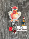 Funny Rooster Badge reel/ID Holder card holder/nurse/teachers/farm/silly