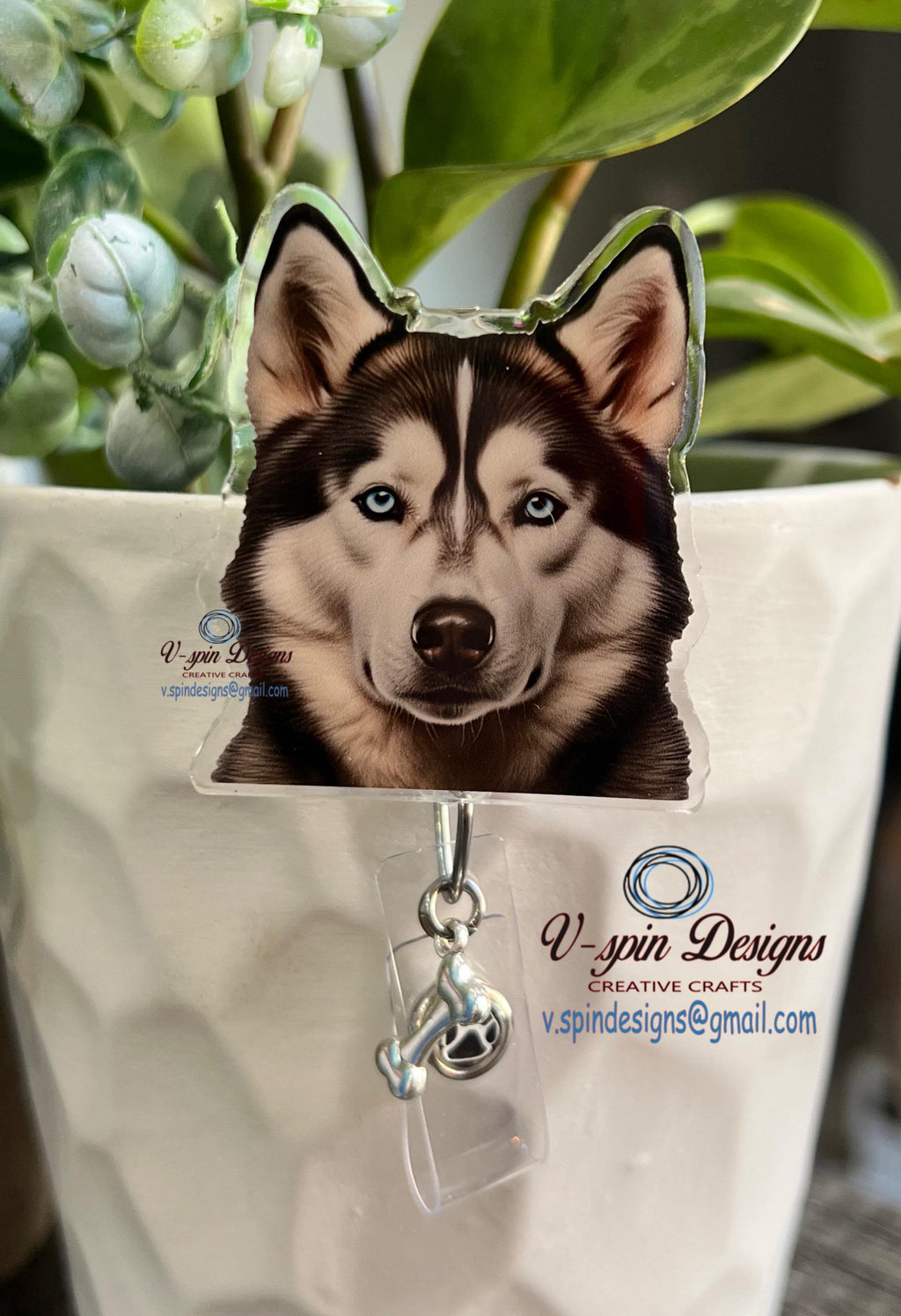 Siberian Husky badge reel/ID Holder/card holder/dogs/nurse