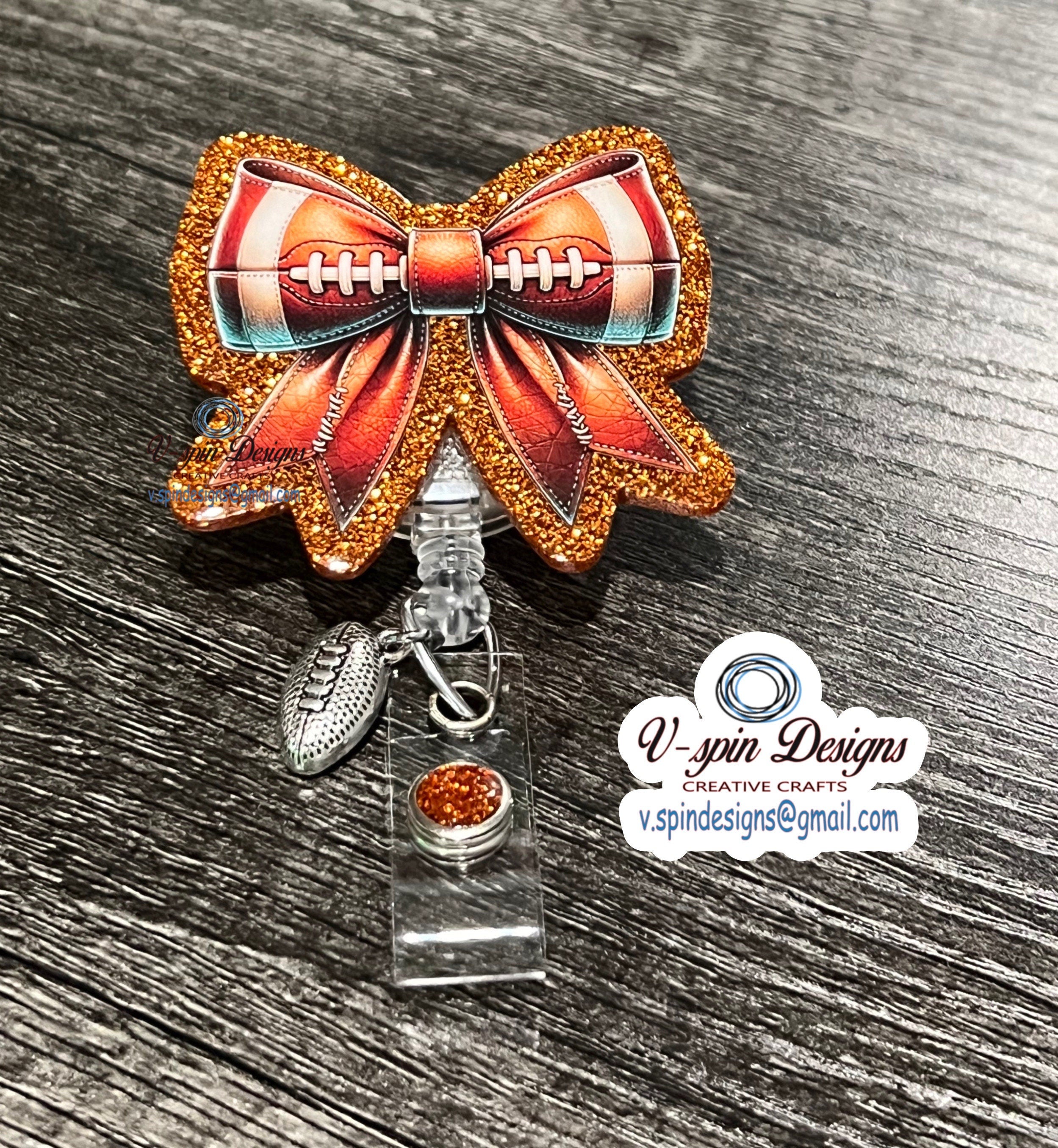 Football Bow badge reel