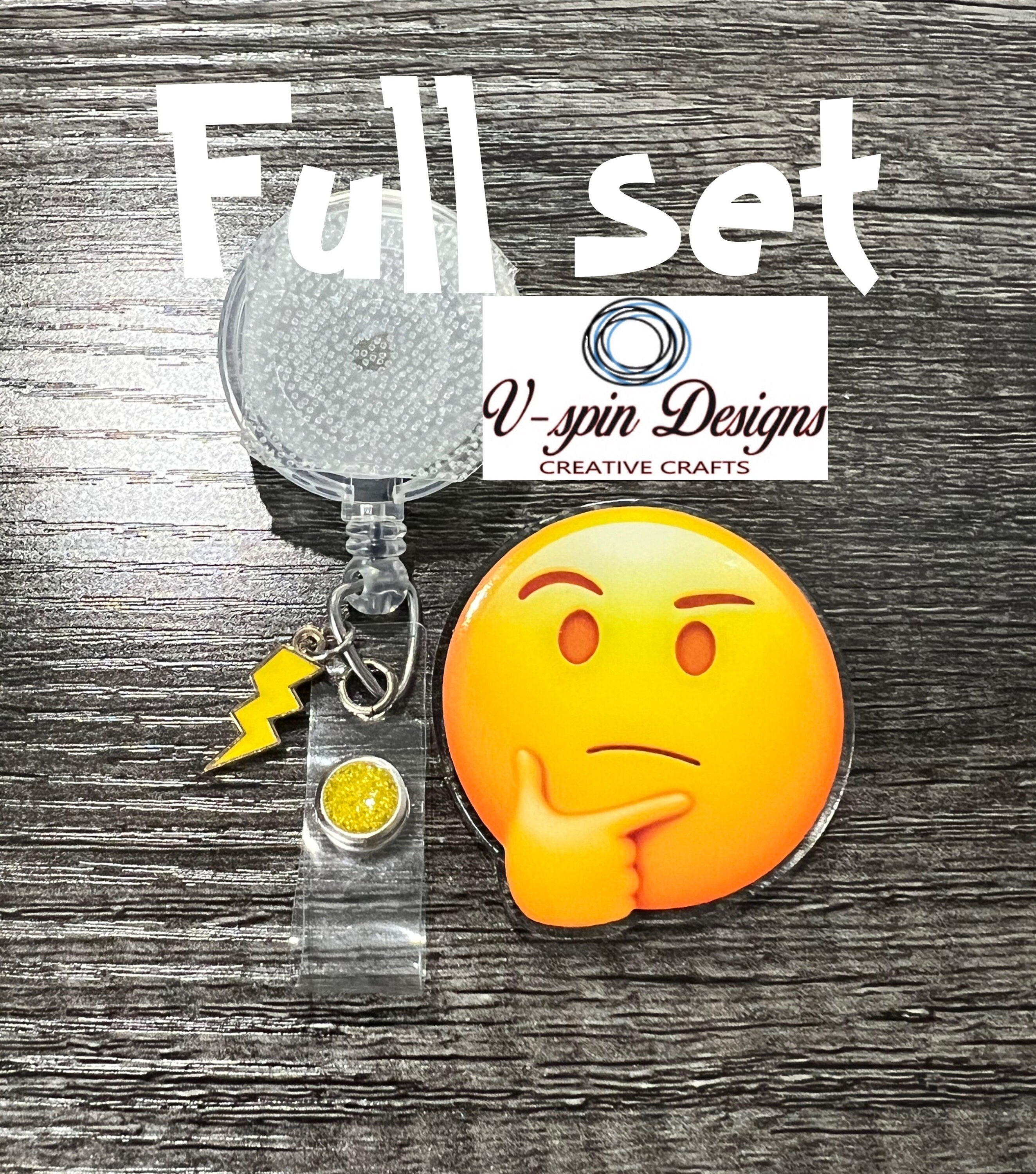 Thinking Emoji, Badge reel/ID Holder card holder/nurse/teachers/fun/silly badge reels