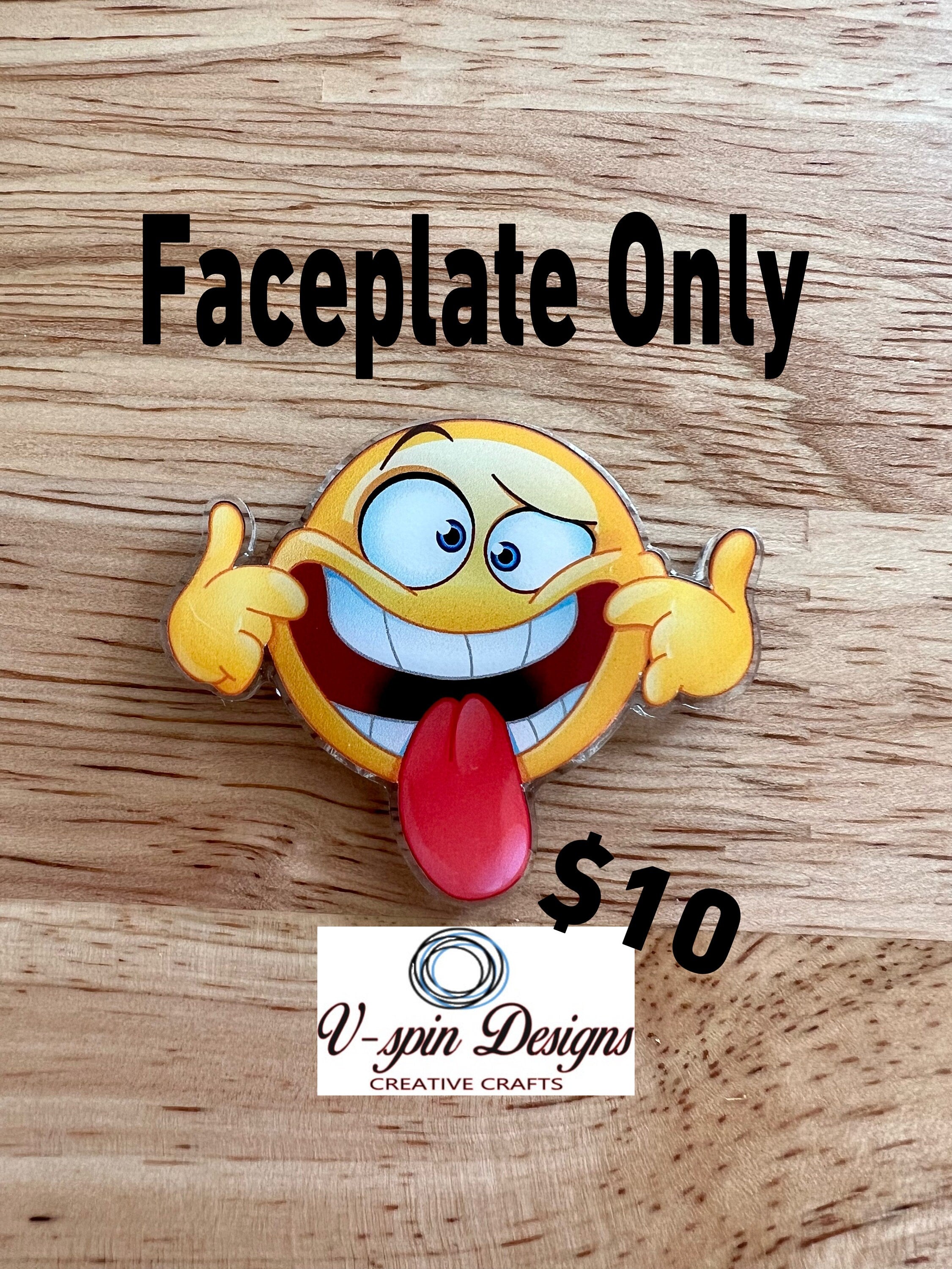 Funny Emoji Tongue Out Badge Reel: Acrylic Retractable ID Holder