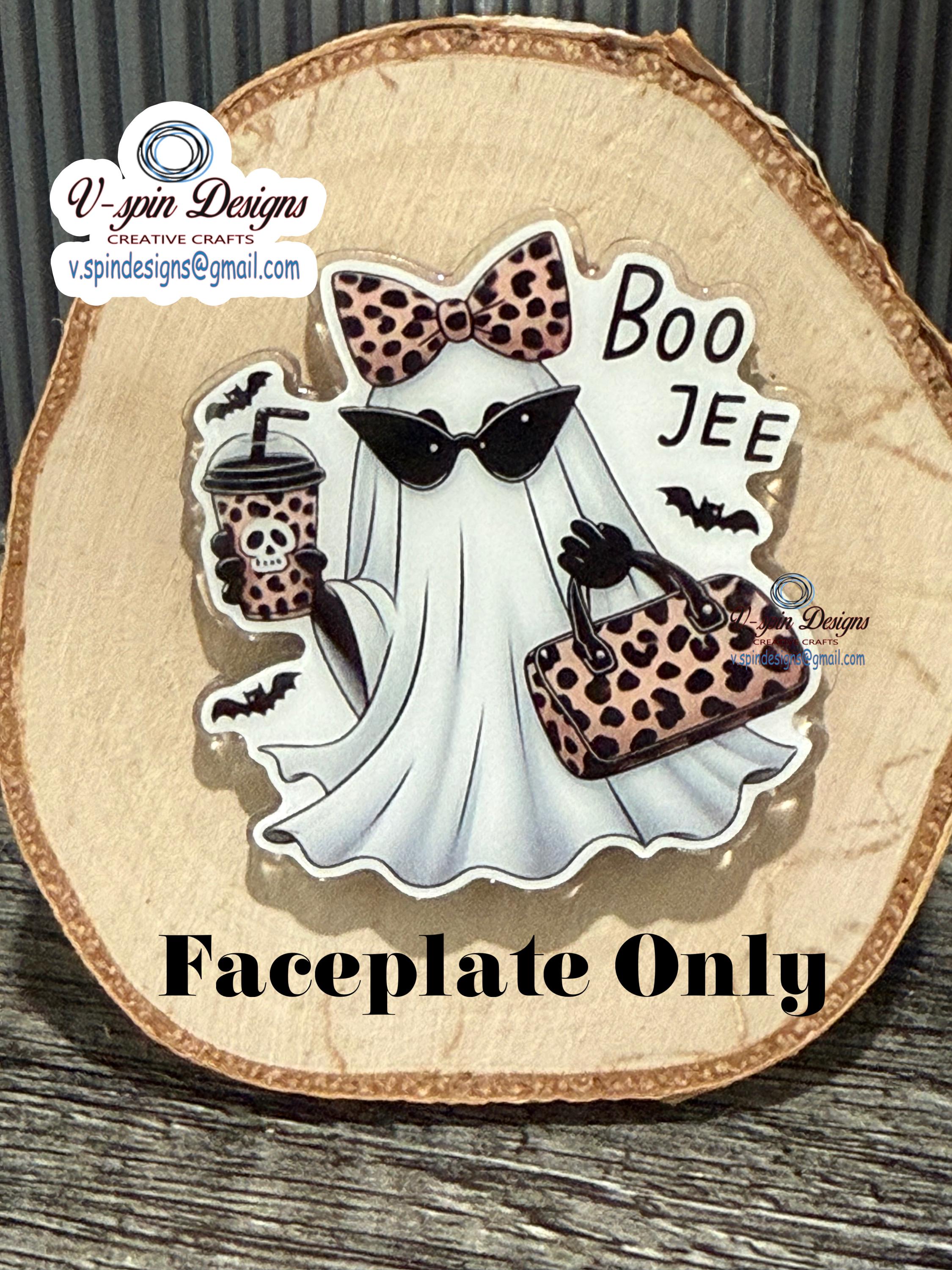 Boo-Jee Ghost Badge Reel: Cute Halloween Acrylic ID Holder