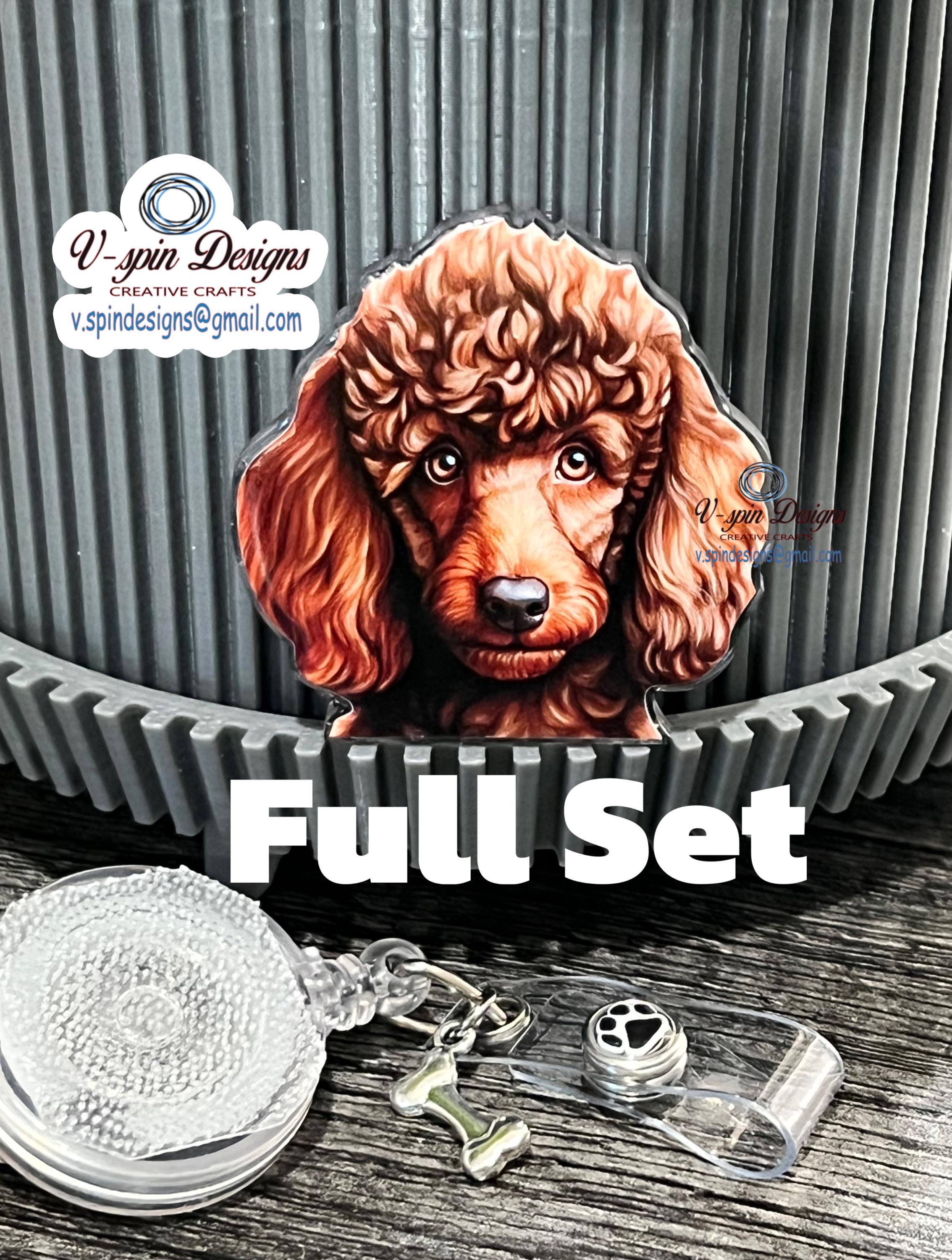Brown Poodle Badge Reel: Retractable ID Holder, nurse badge reels, dog badge reels