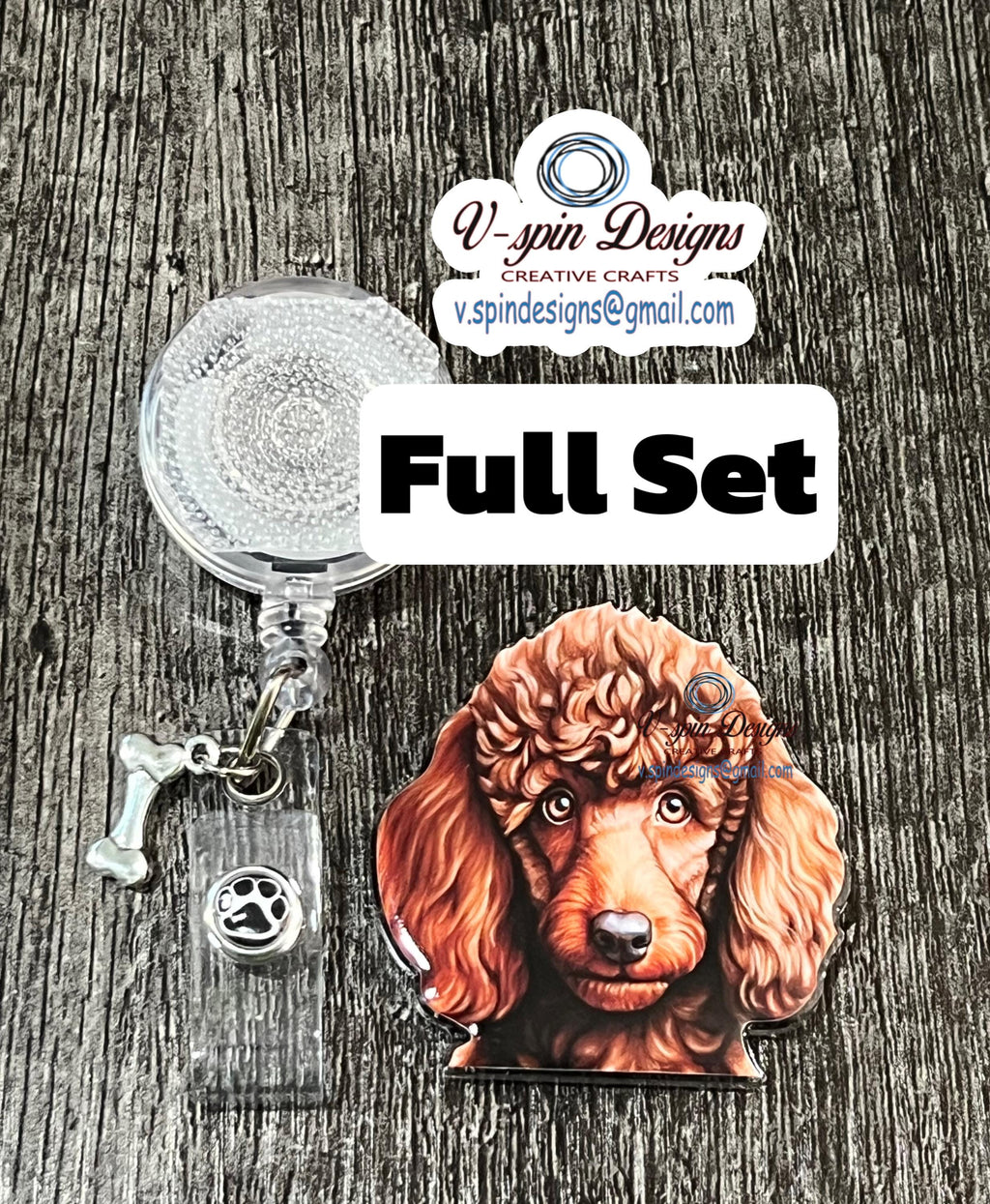 Brown Poodle Badge Reel: Retractable ID Holder, nurse badge reels, dog badge reels