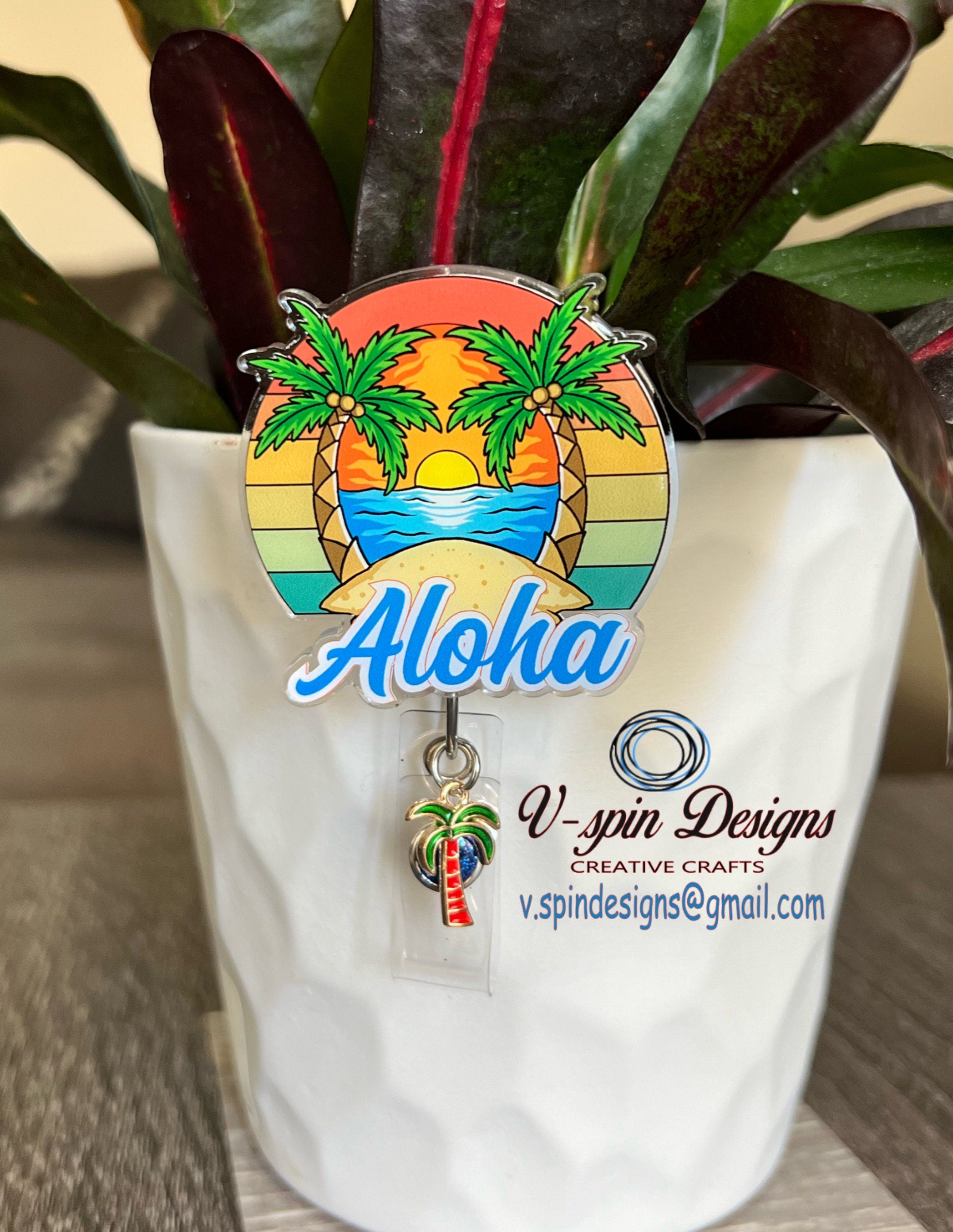 Aloha Beach Badge Reel: Retractable Interchangeable Acrylic ID Holder