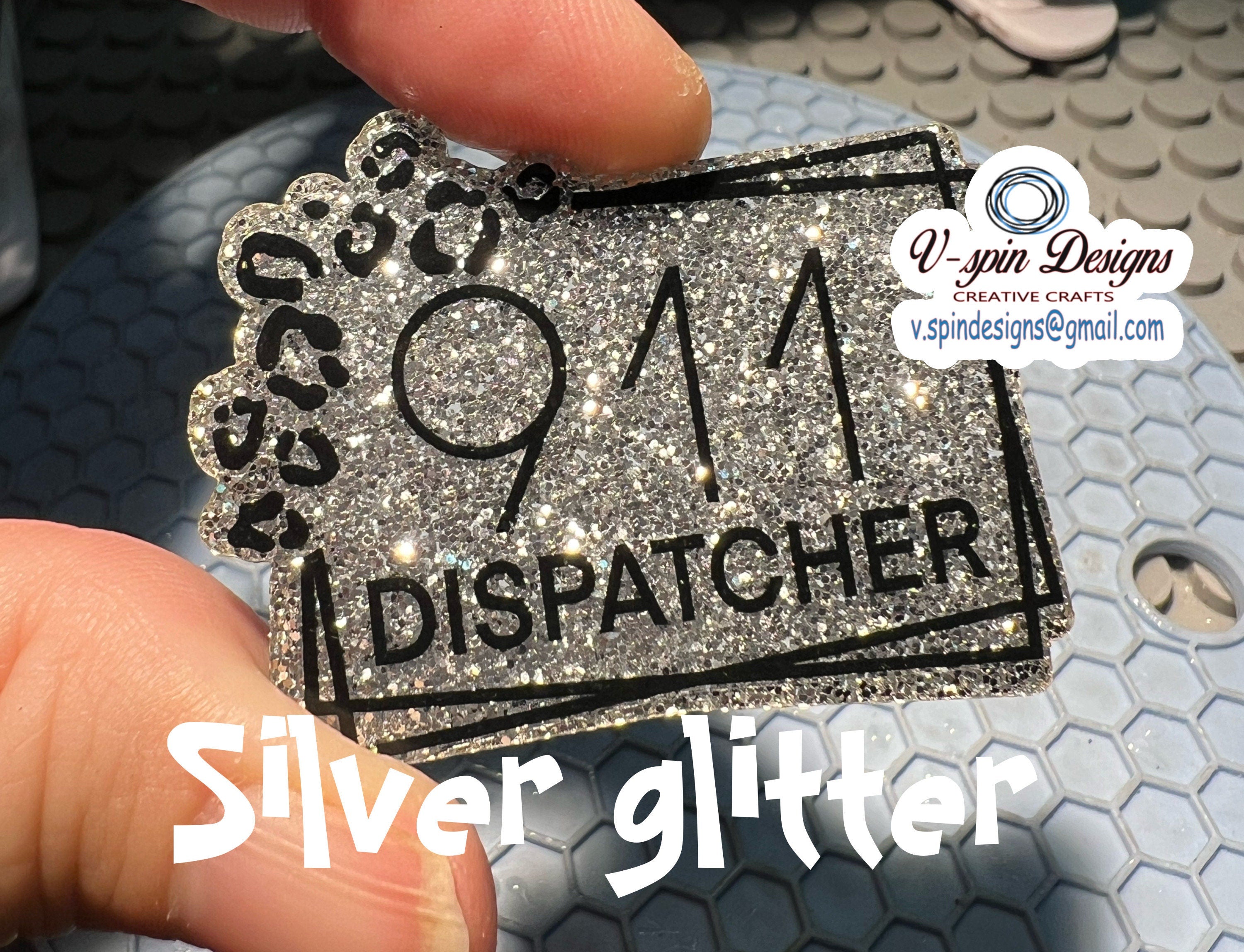 1.9” Acrylic- 911 Dispatcher badge reel/ID Holder/card holder/911 emergency