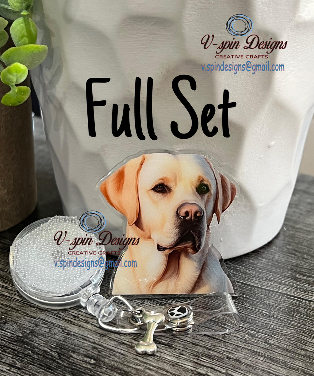 Golden Labrador Retriever Badge Reel | Retractable Acrylic ID Holder for Dog Lovers