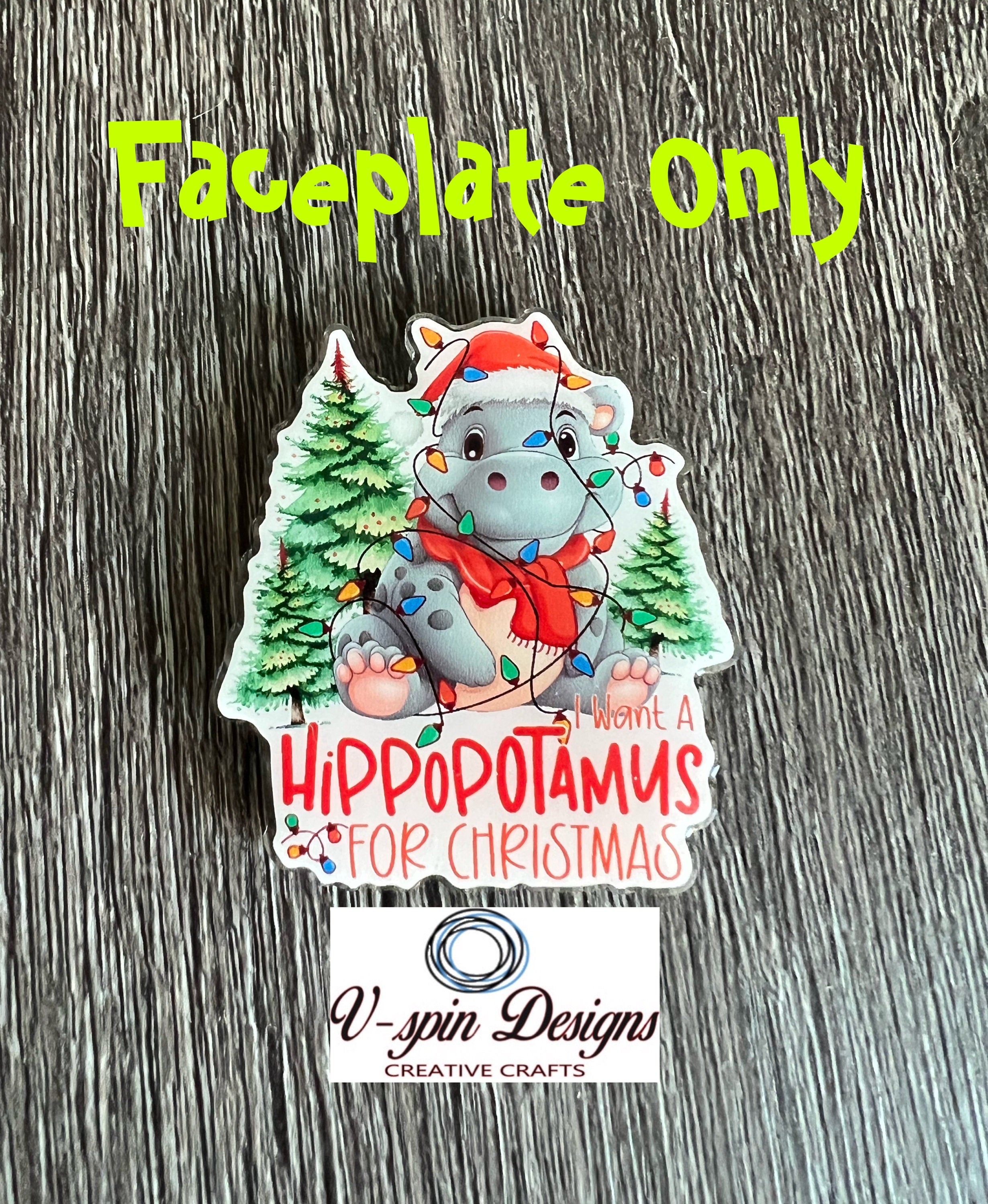 Hippopotamus Christmas Badge Reel: Holiday Retractable ID Holder