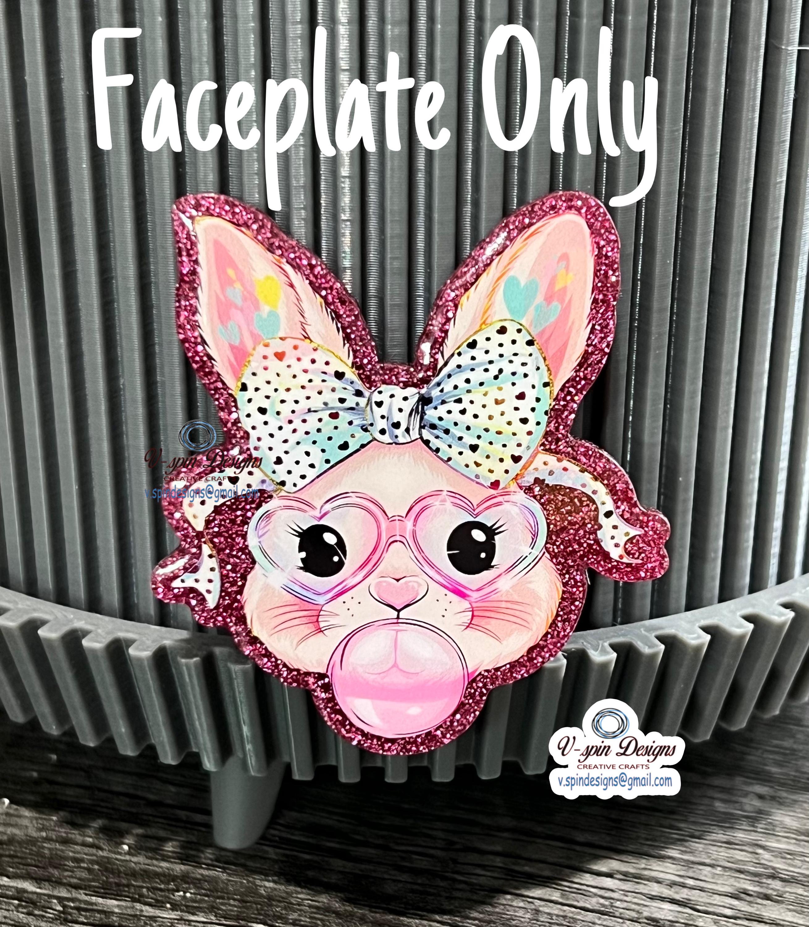 Easter Bunny Acrylic Badge Reel: Pink Glitter ID Holder