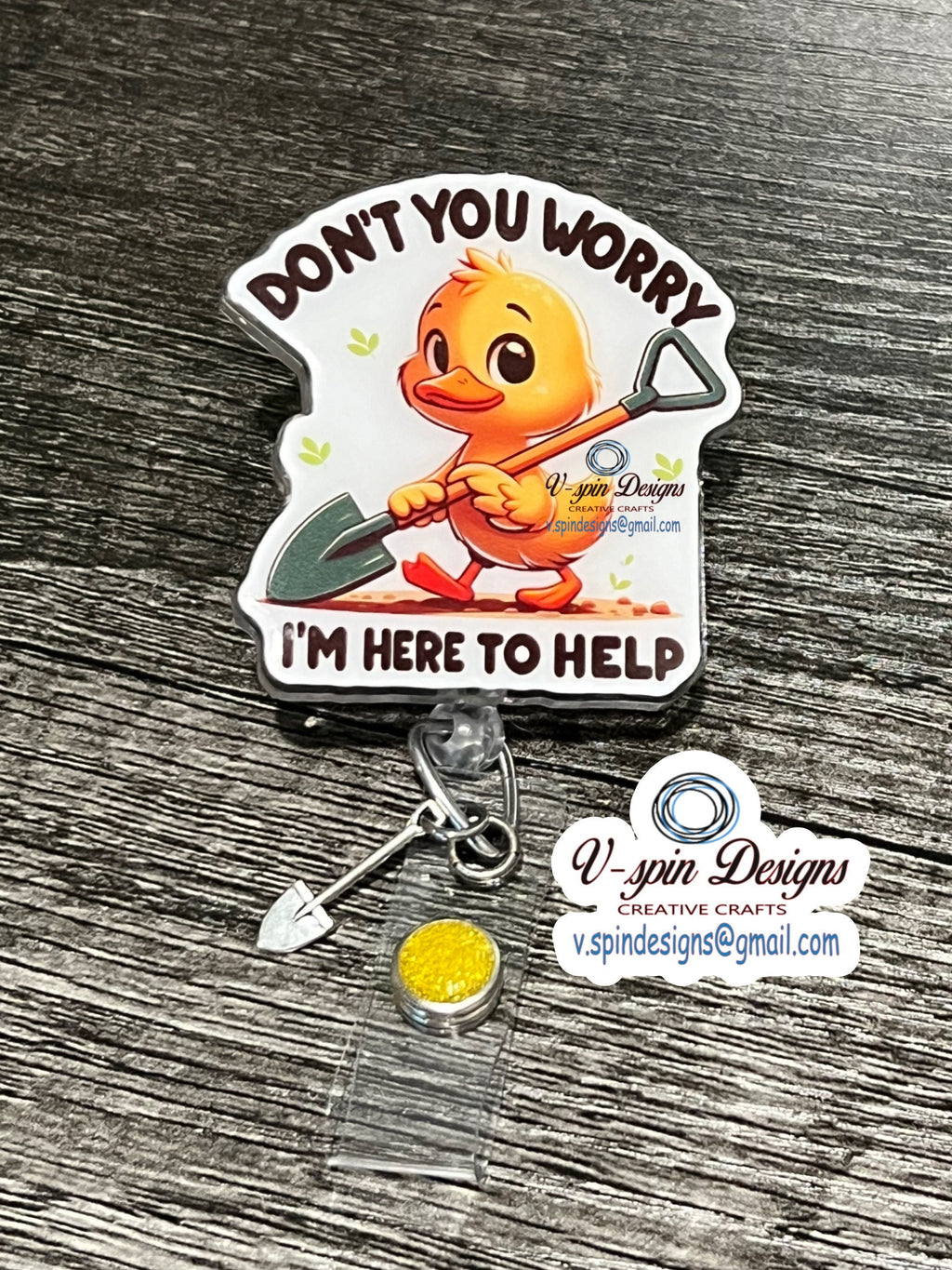 "Don't Worry, I'm Here to Help" Duck Badge Reel | Funny Retractable ID Holder