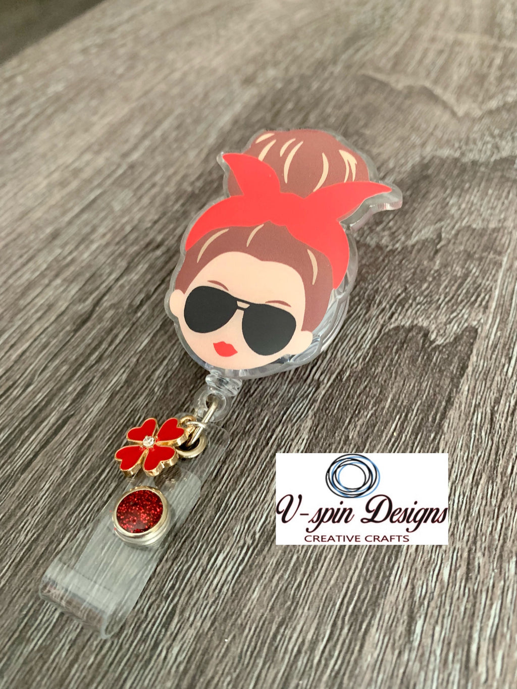 Hair Up Mom Badge Reel: Acrylic Retractable ID Holder