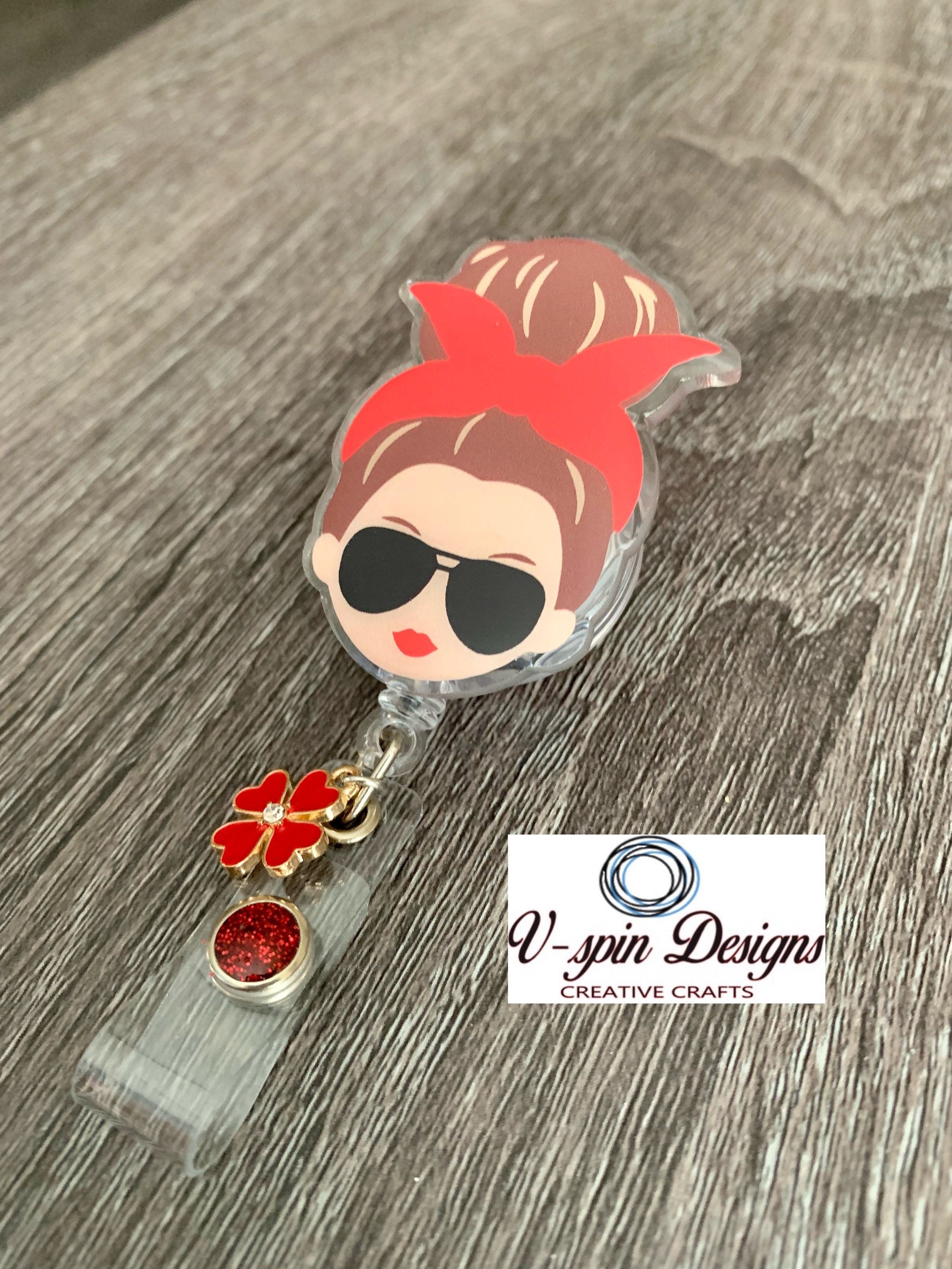 Hair Up Mom Badge Reel: Acrylic Retractable ID Holder