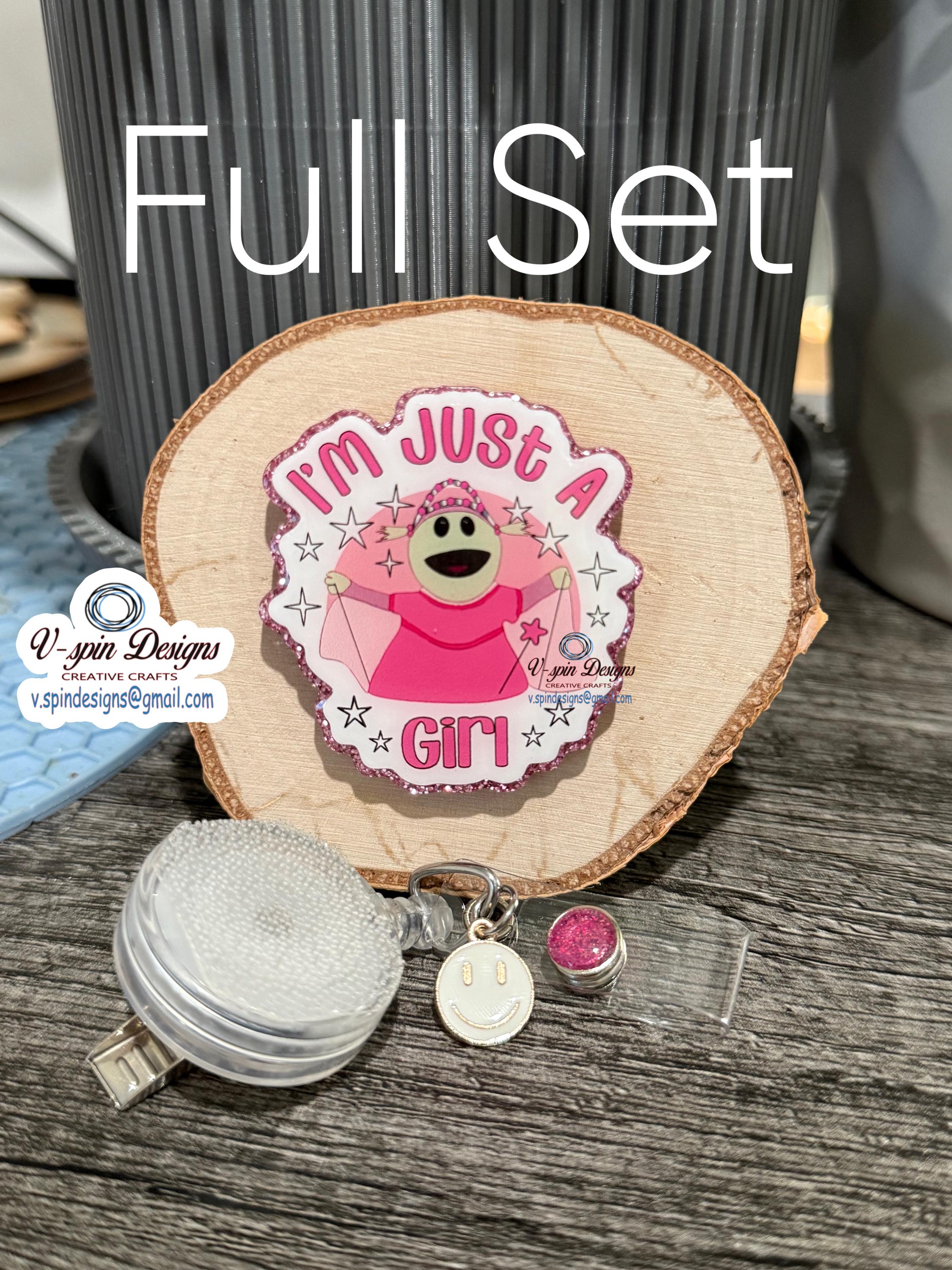 I’m Just A Girl Badge reel/ID Holder card holder/nurse/teachers/funny badge reels/silly