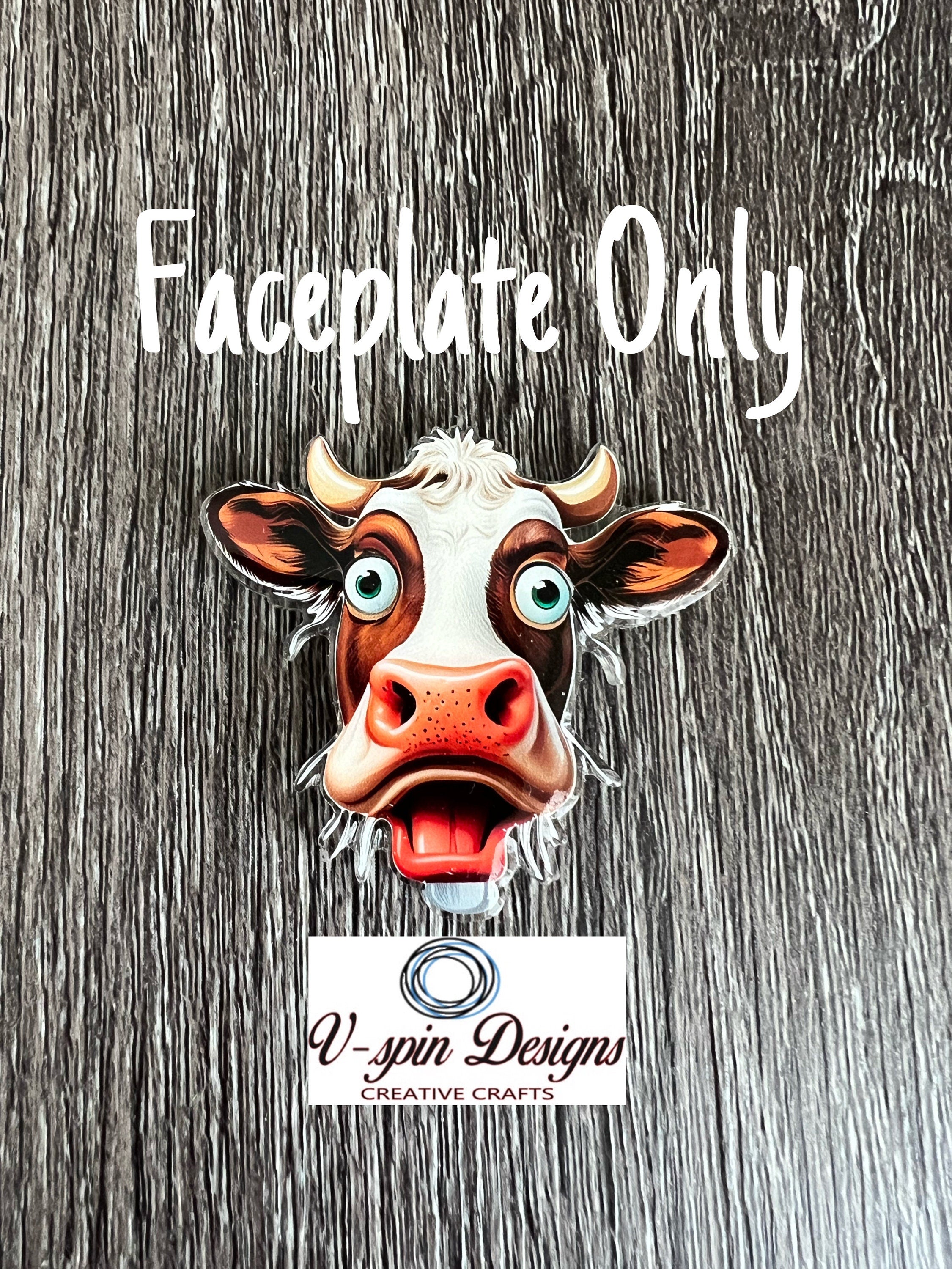 Funny Cow Face Badge Reel | Retractable Acrylic ID Holder