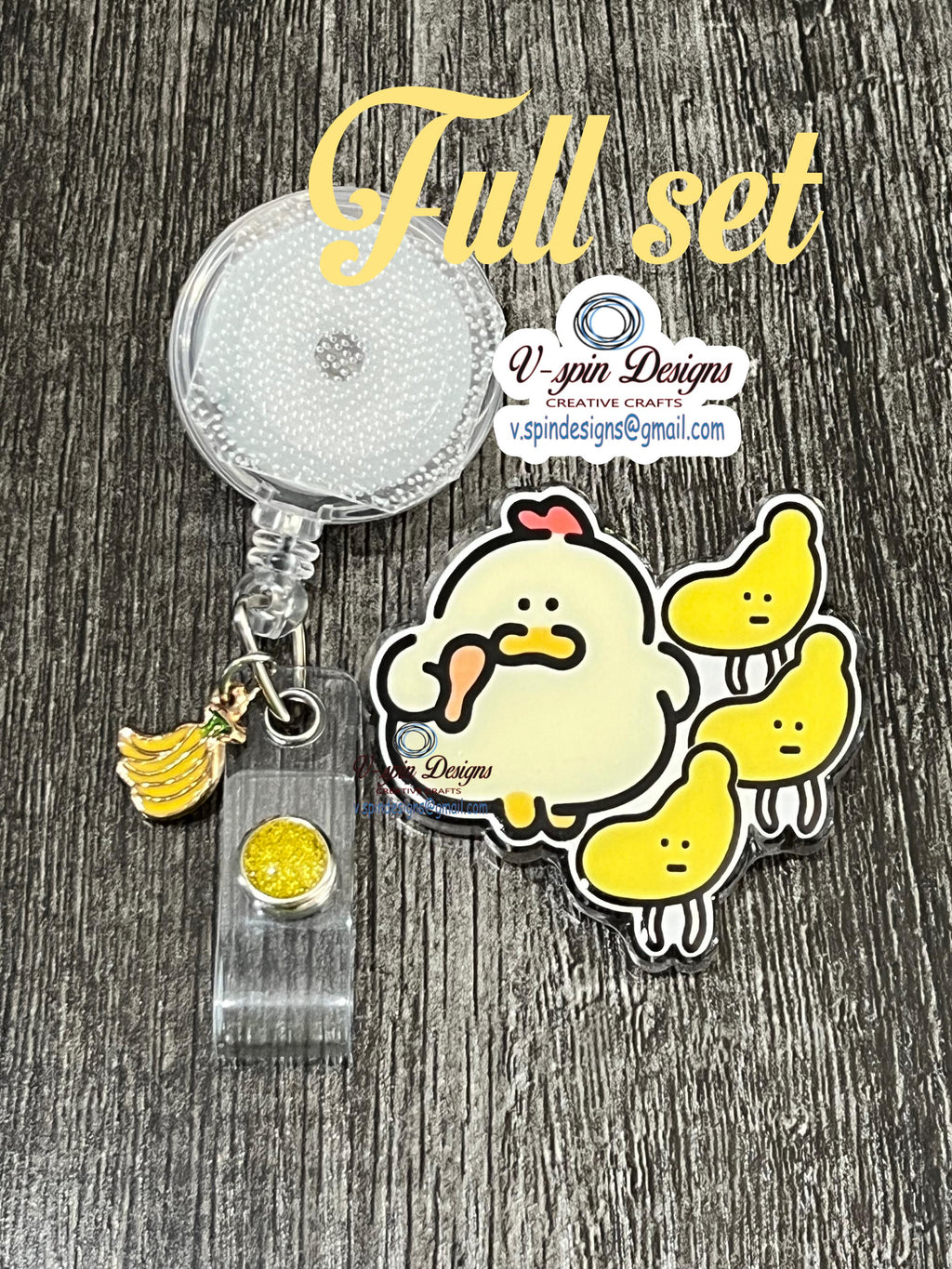 Funny Chicken Banana Badge Reel: Novelty ID Holder
