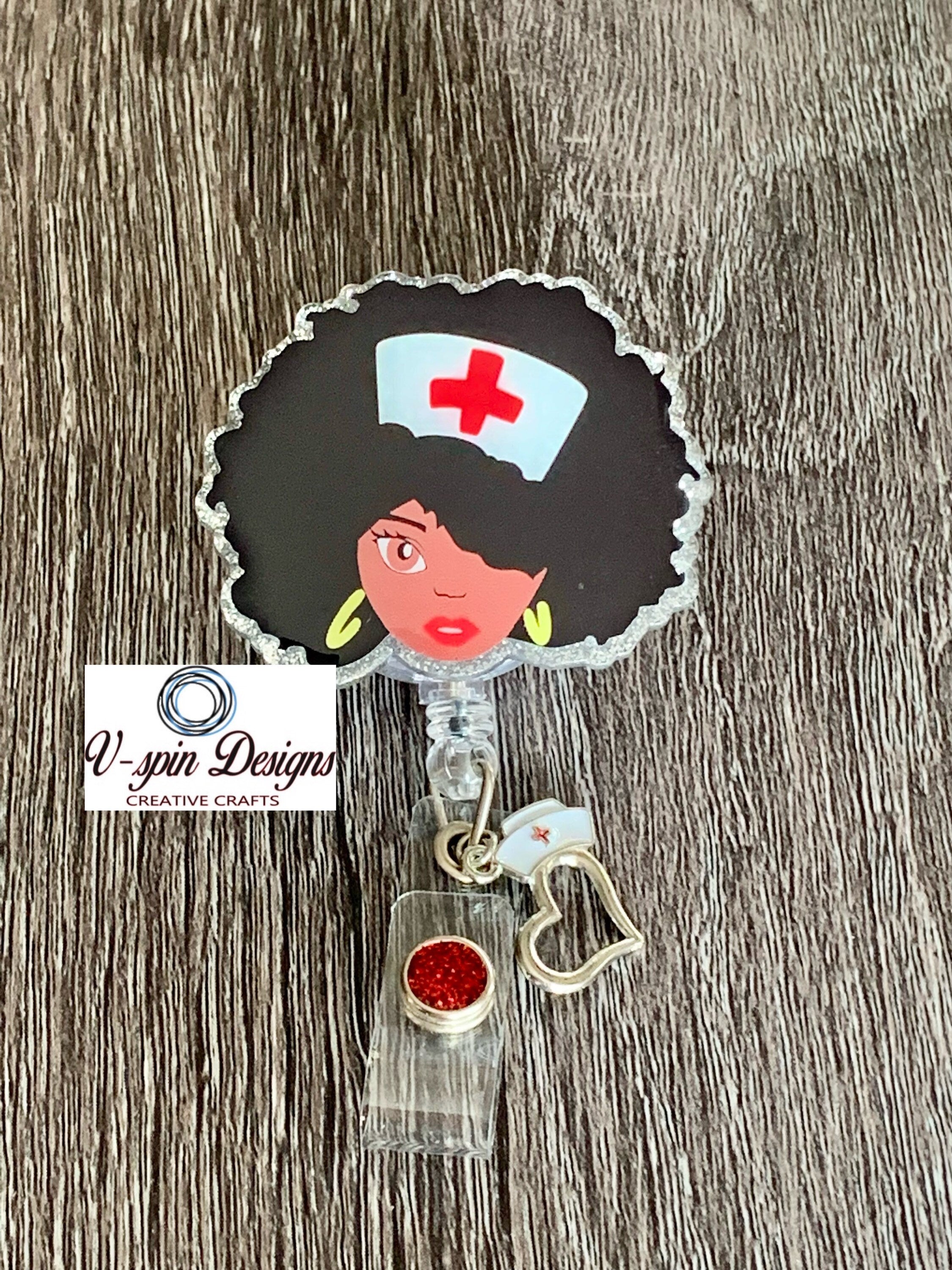 Nurse Badge Reel | Retractable Acrylic ID Holder with Charm