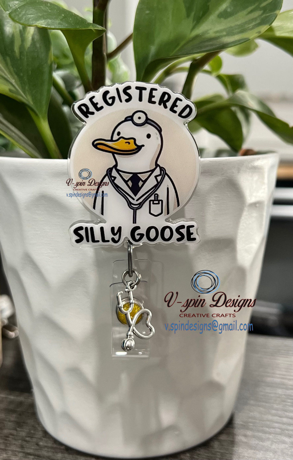Registered Silly Goose Badge Reel: Funny Acrylic ID Holder