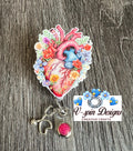 Anatomical Heart badge reel/ID Holder card holder/nurse/cardiology/cardiologist