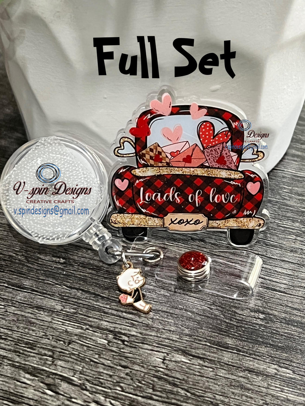 "Loads of Love" Valentine Truck Badge Reel | Retractable Acrylic ID Holder