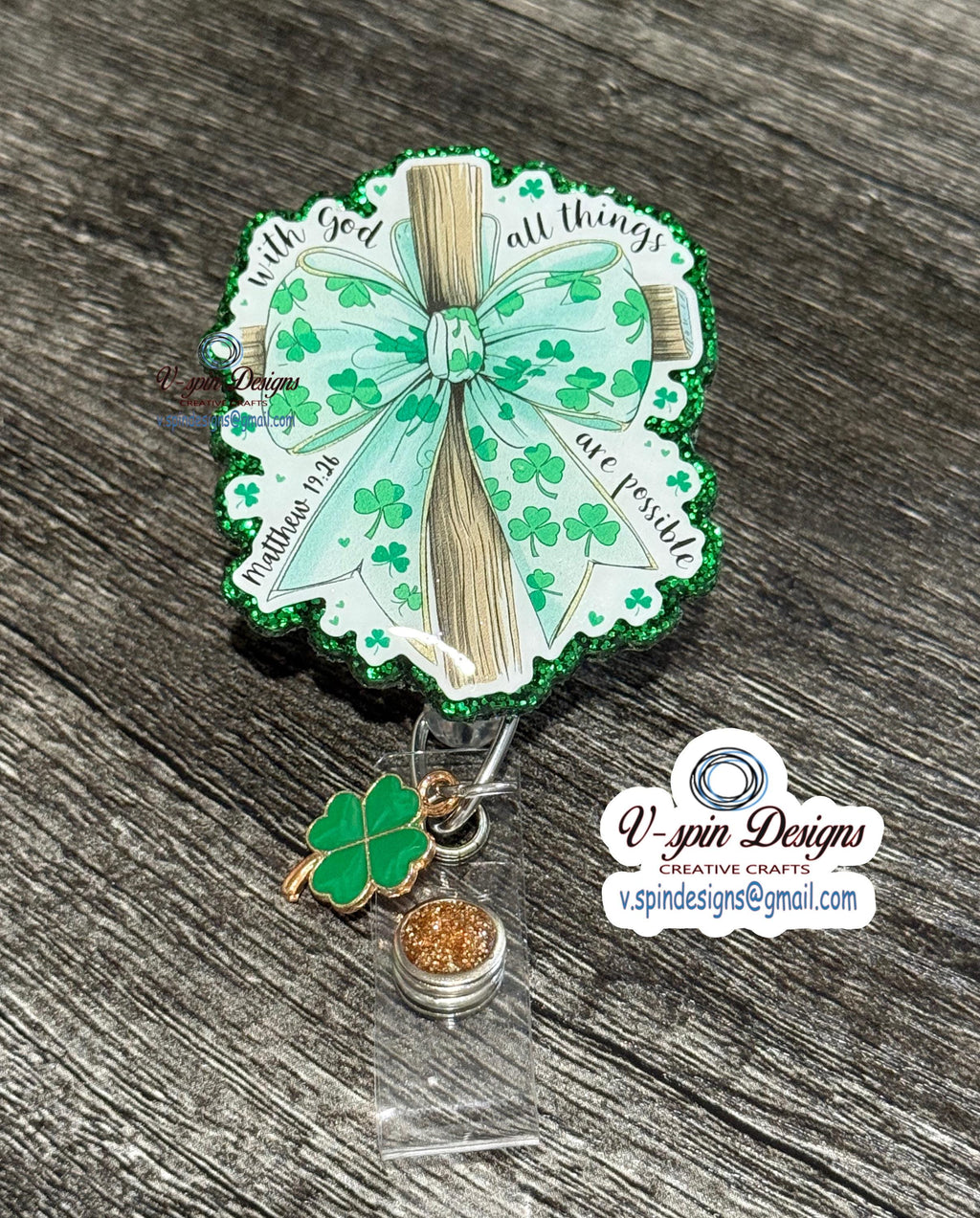 "With God All Things Are Possible" Badge Reel: Inspirational Acrylic ID Holder
