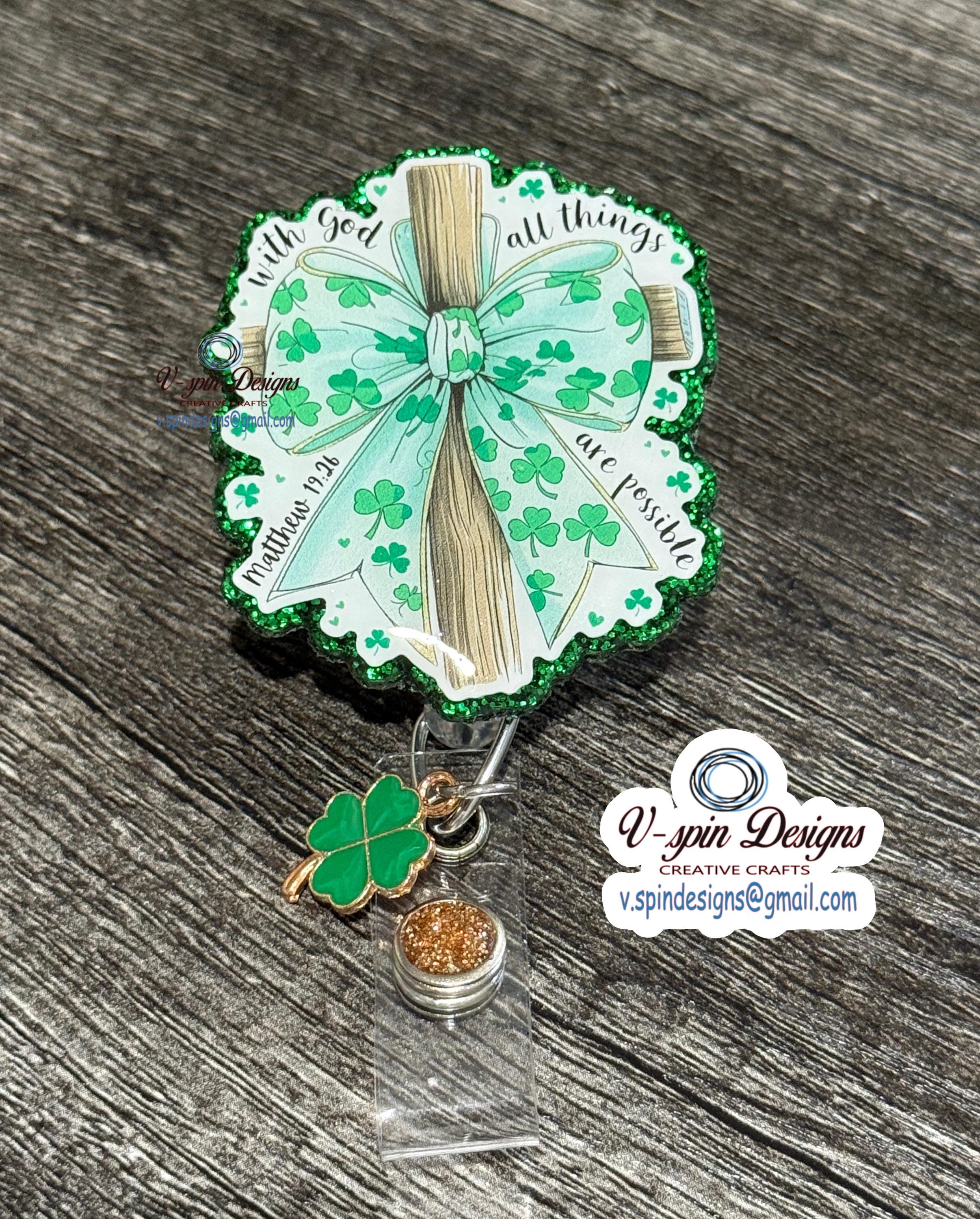 "With God All Things Are Possible" Badge Reel: Inspirational Acrylic ID Holder