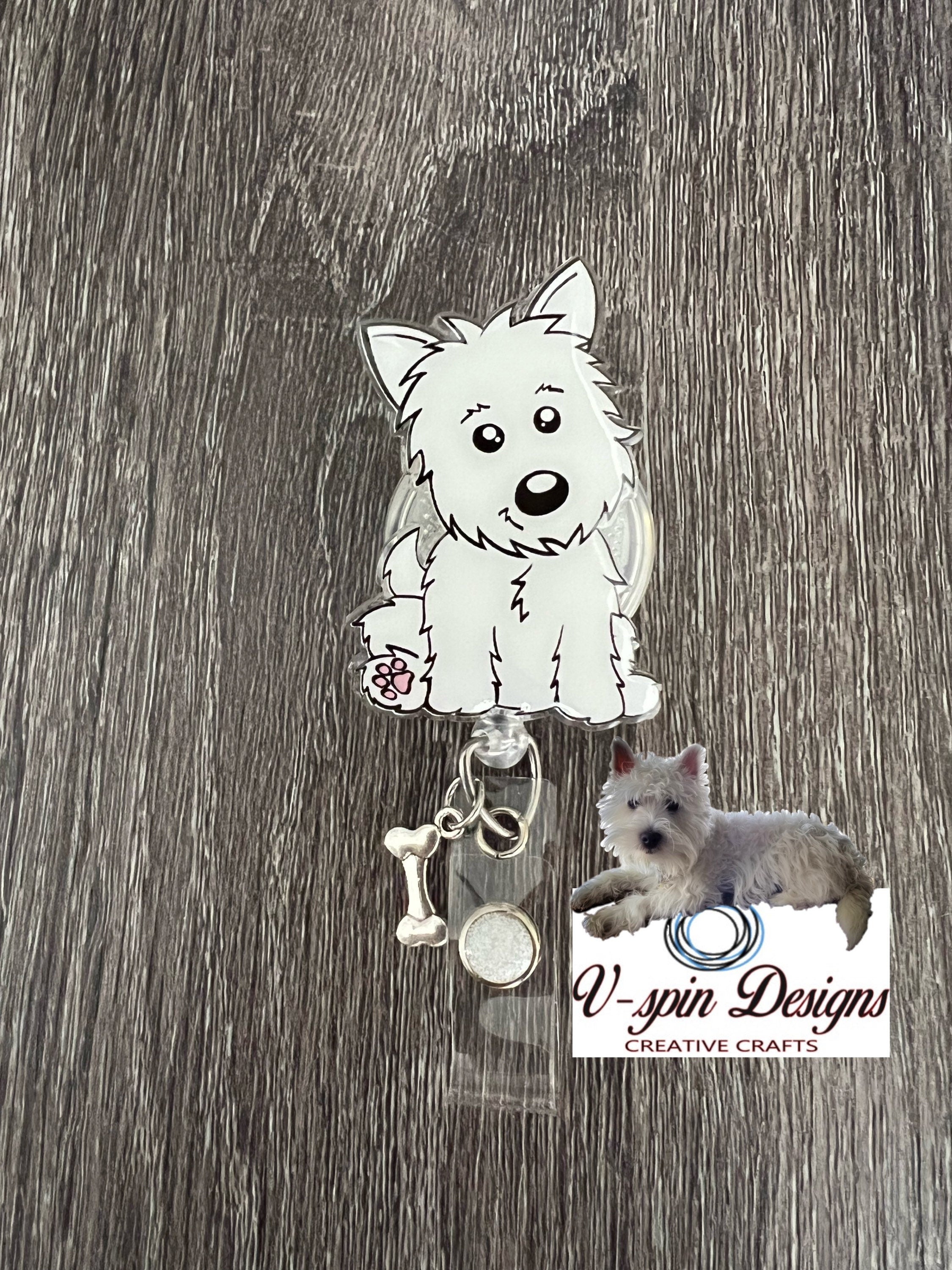 Westie Dog Badge Reel | Retractable Acrylic ID Holder for Dog Lovers