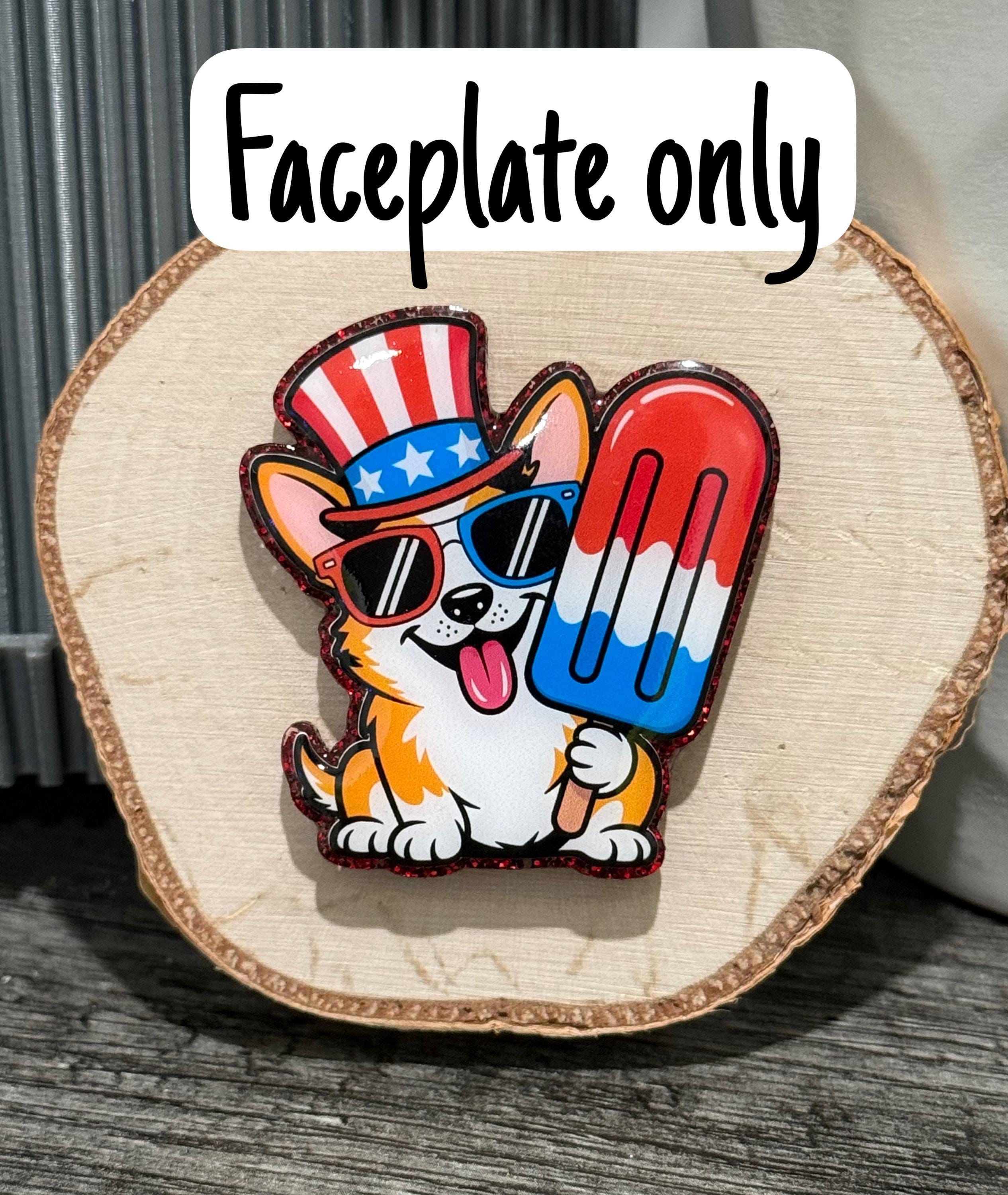 Patriotic Corgi Badge Reel | 4th of July Retractable Acrylic ID Holder