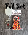 Festive German Shepherd Christmas Badge Reel | Holiday Retractable Acrylic ID Holder