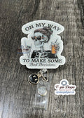 Funny Skeleton Badge Reel: "Bad Decisions" Retractable ID Holder/nurse badge reels/funny badge reels