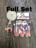 "God Bless the USA" Patriotic Badge Reel | Retractable Acrylic ID Holder