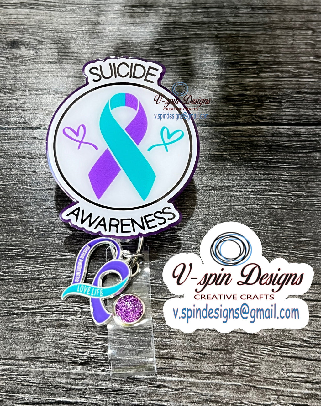 Suicide Prevention Awareness Badge Reel | Teal & Purple Retractable ID Holder
