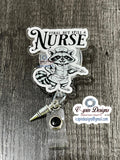 Racoon "Feral but Still a Nurse" badge reel/ID Holder card holder/nurse badge reels/badge reel toppers