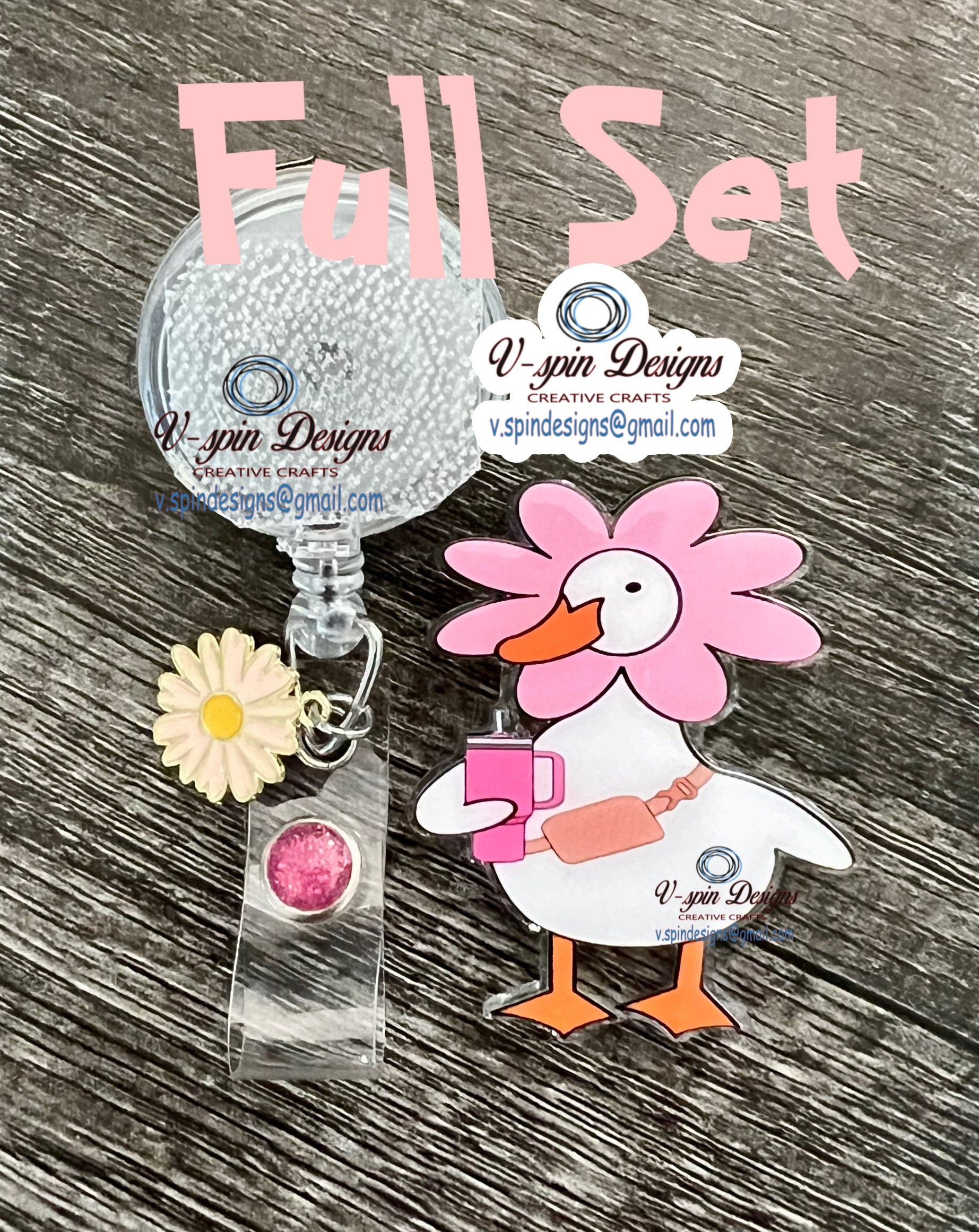 Funny Goose Flower Badge Reel, ID Holder, Teacher Gift