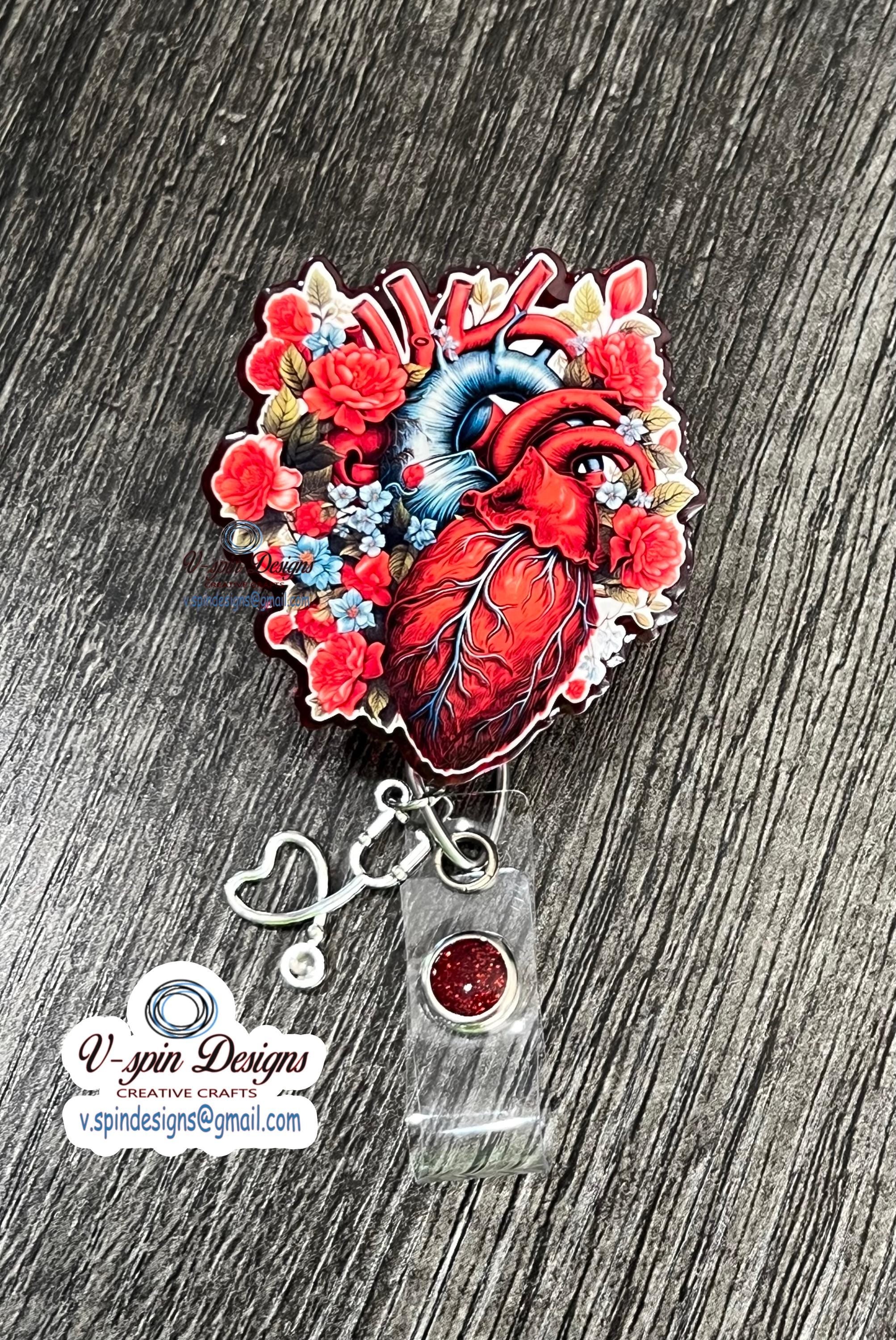 Anatomical Heart Badge Reel for Nurses/badge reel toppers/nurse badge reels/cardiology badge reels