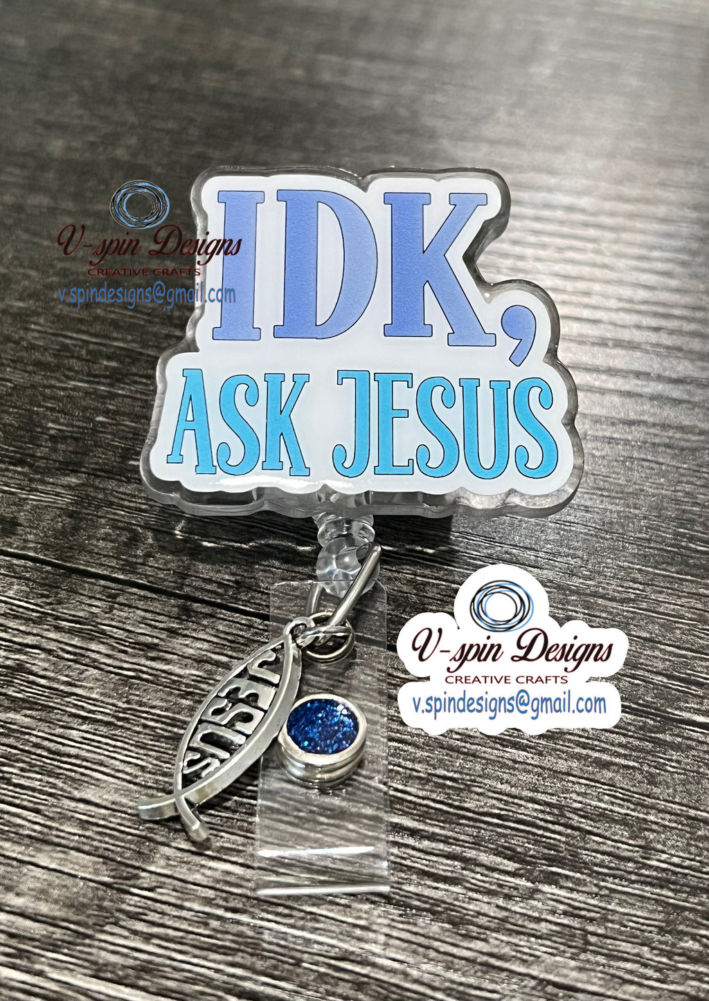 "IDK, Ask Jesus" Badge Reel | Funny Religious Retractable Acrylic ID Holder
