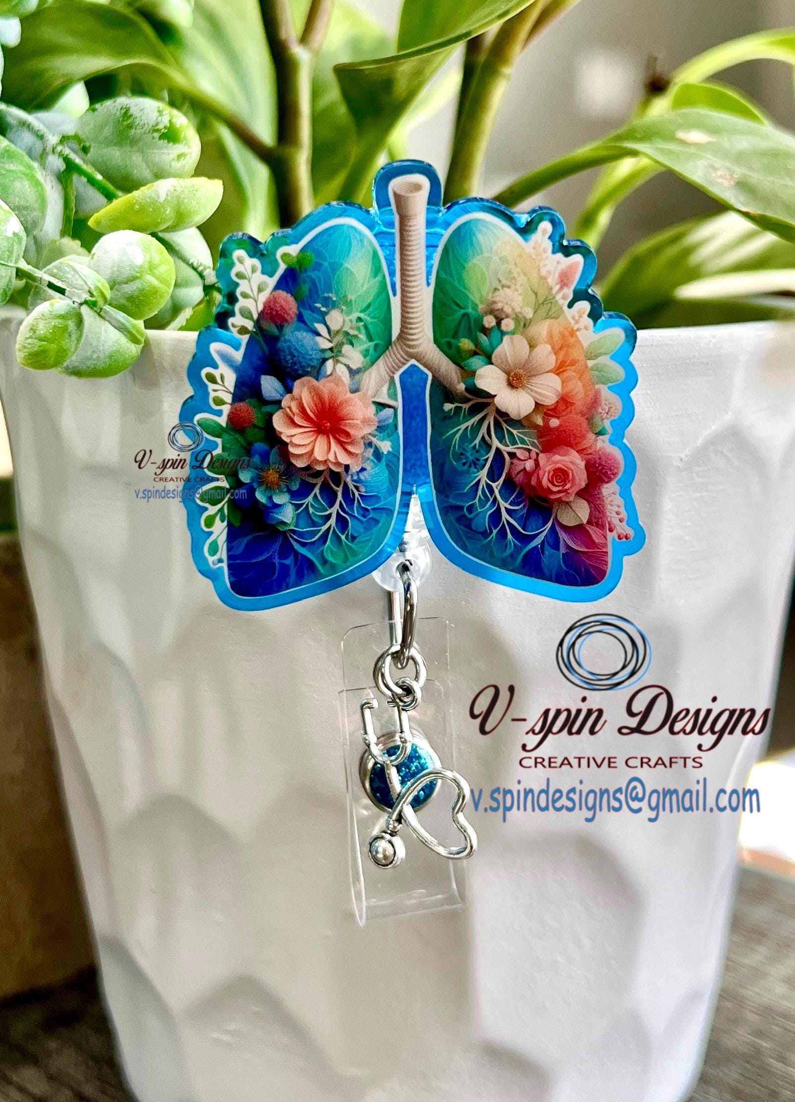 lungs badge reel/ID Holder card holder/nurse/respiratory/RT badge reels