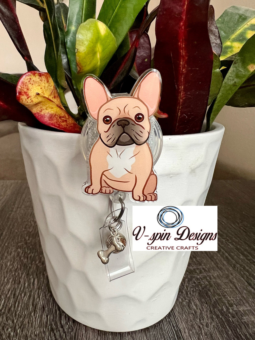 Frenchie Dog Badge Reel | Retractable Acrylic ID Holder for Dog Lovers