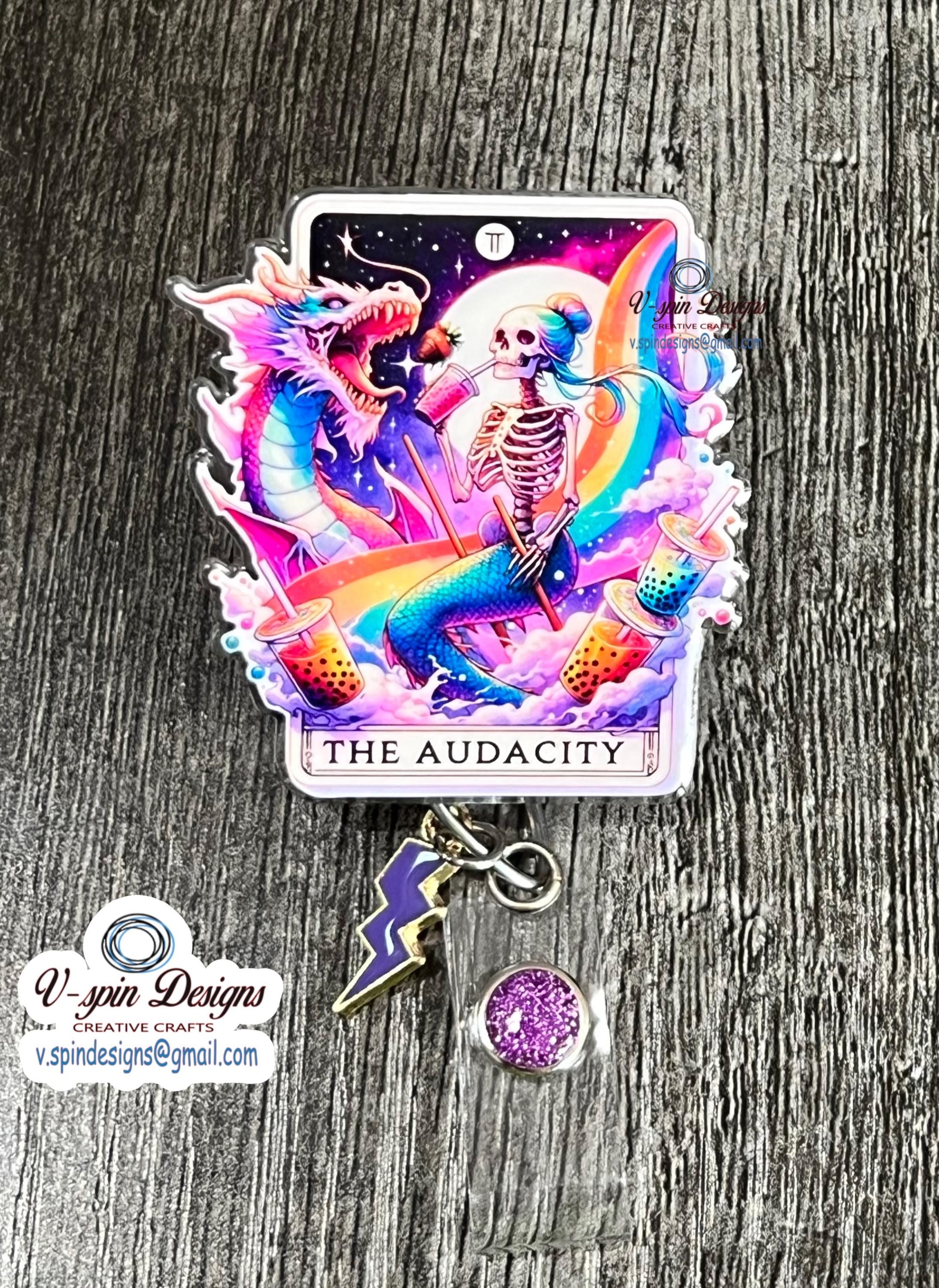 The Audacity Tarot Card Badge reel/ID Holder card holder/nurse/teachers/fun/silly/