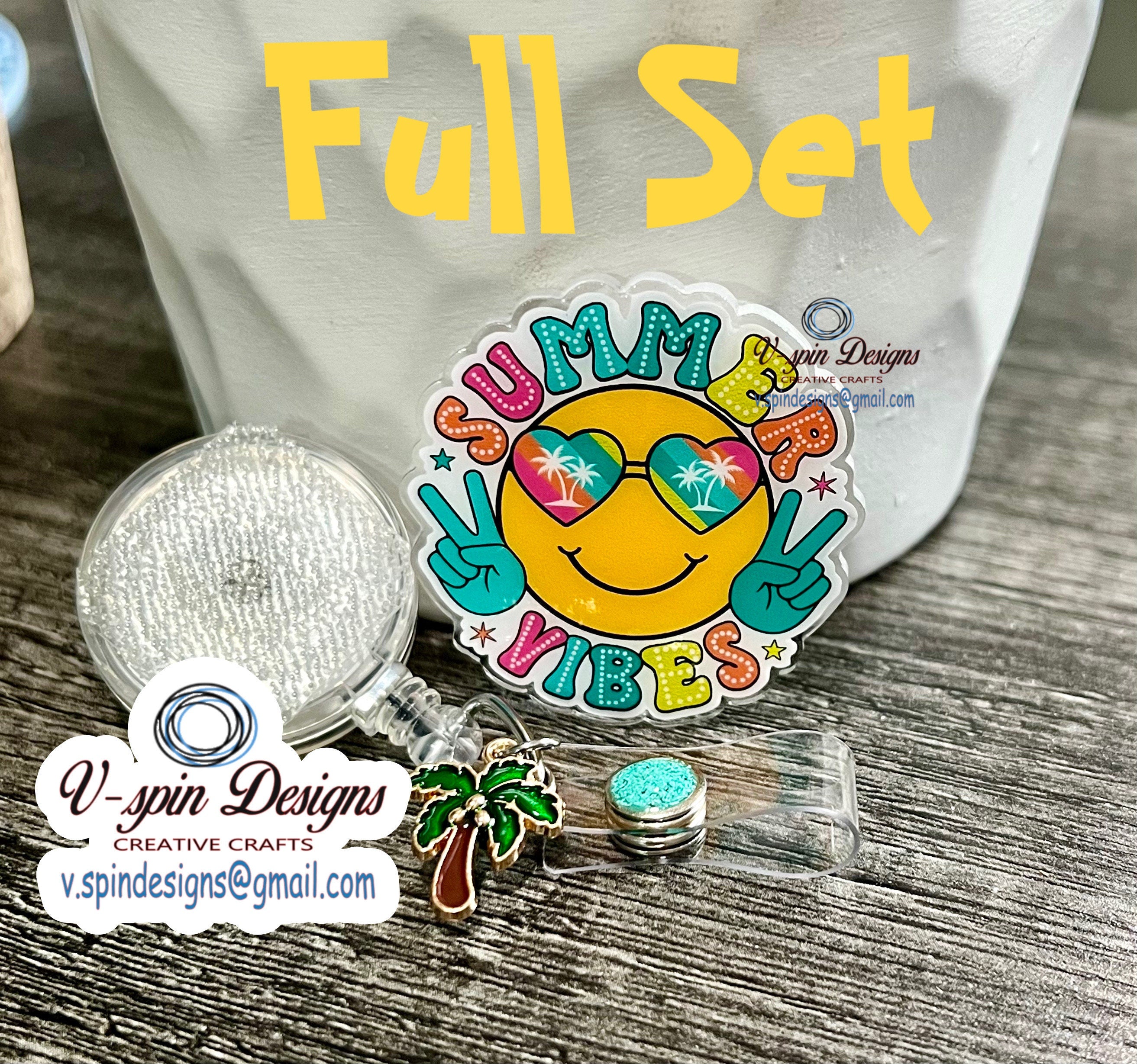 Summer Vibes retractable badge reel/ID Holder/card holder/nurses/teachers/nurses/badge reels