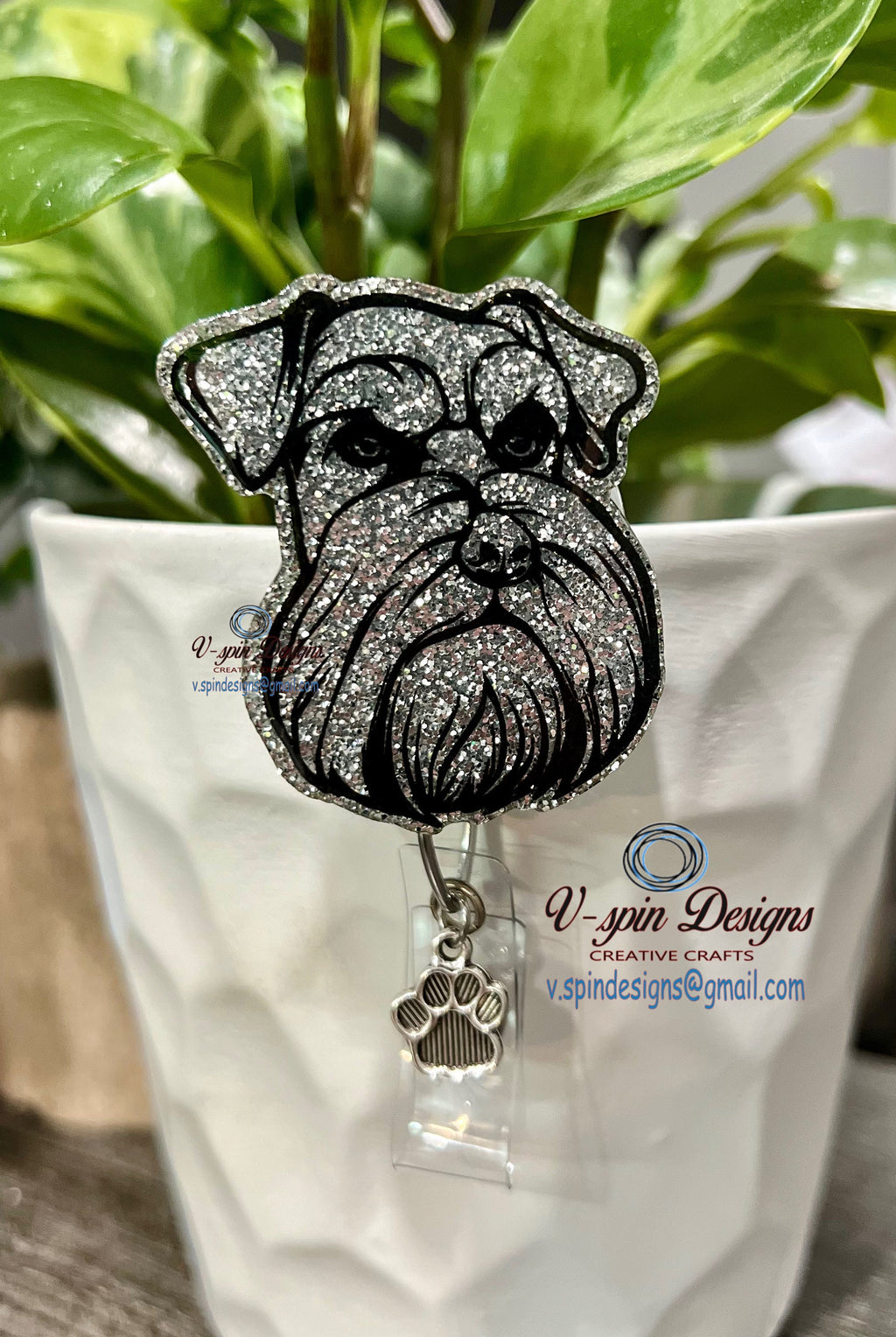 Schnauzer Dog Badge Reel | Retractable Acrylic ID Holder