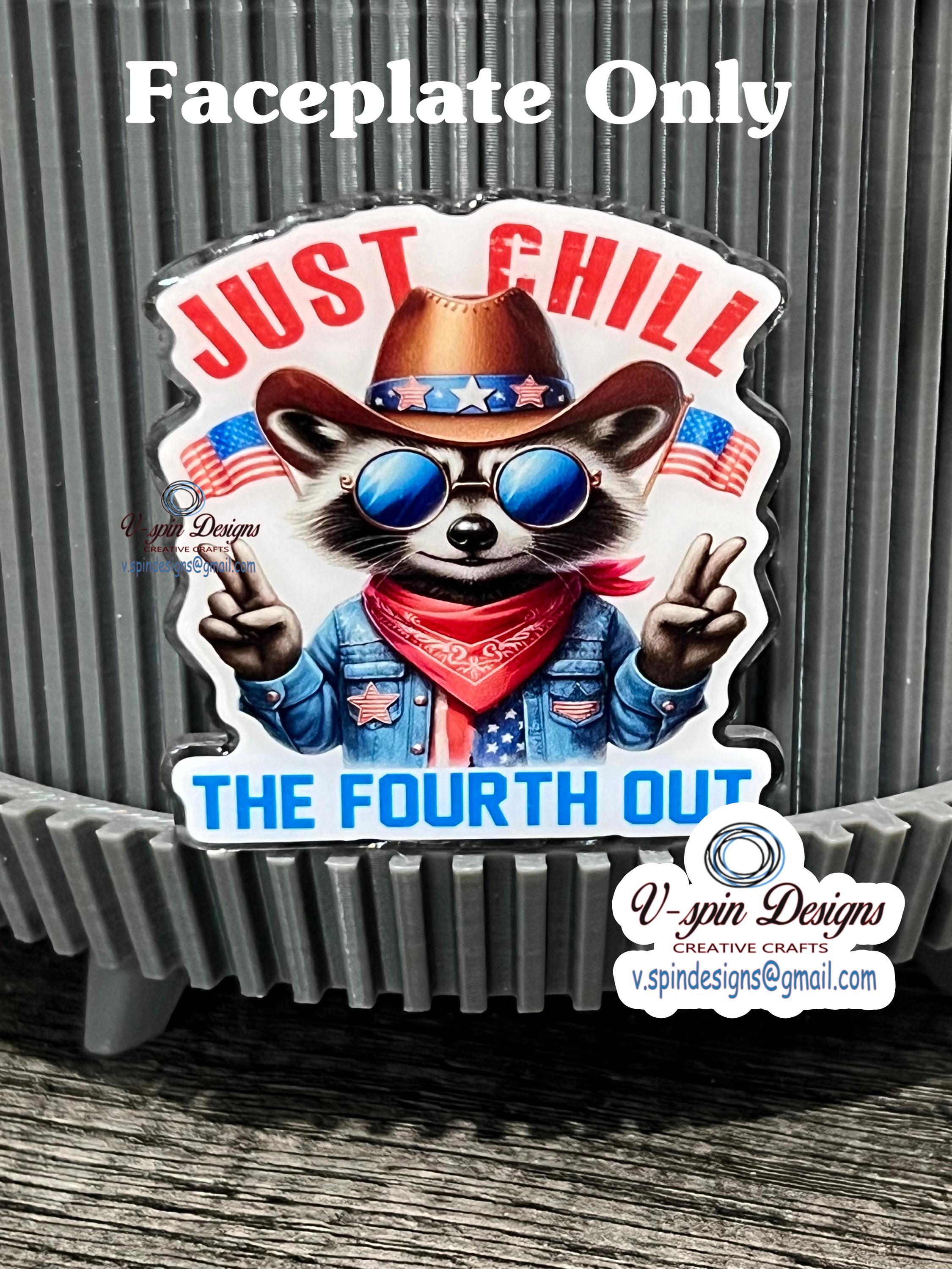 "Chill the 4th Out" Country Raccoon Badge Reel | Patriotic Retractable ID Holder